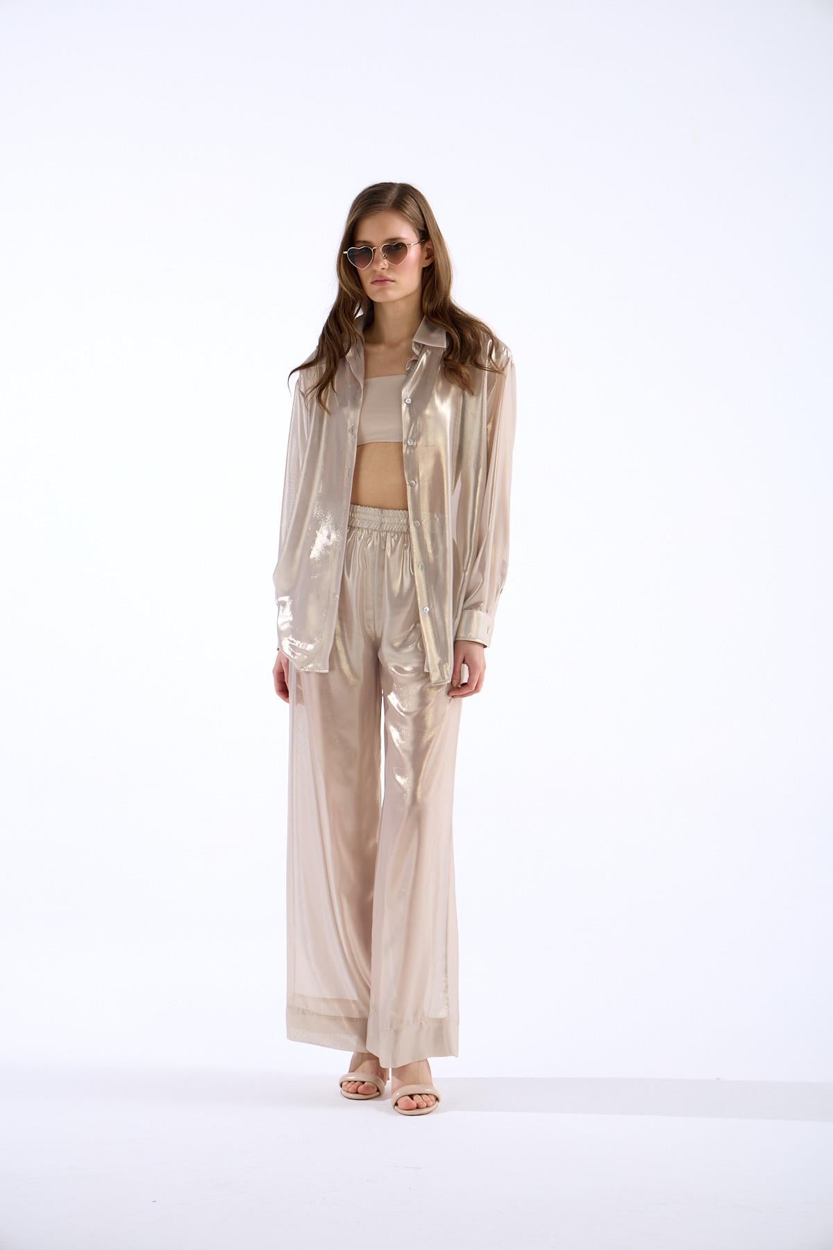 So Shine Transparan Pantolon LİGHT GOLD