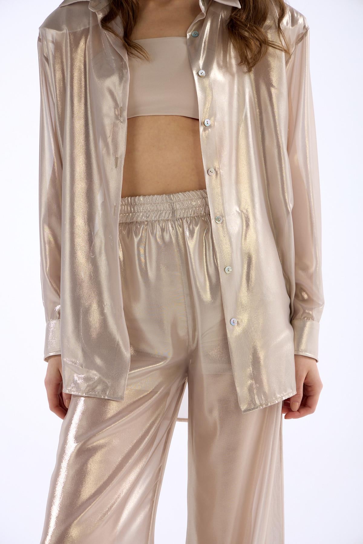 So Shine Transparan Pantolon LİGHT GOLD