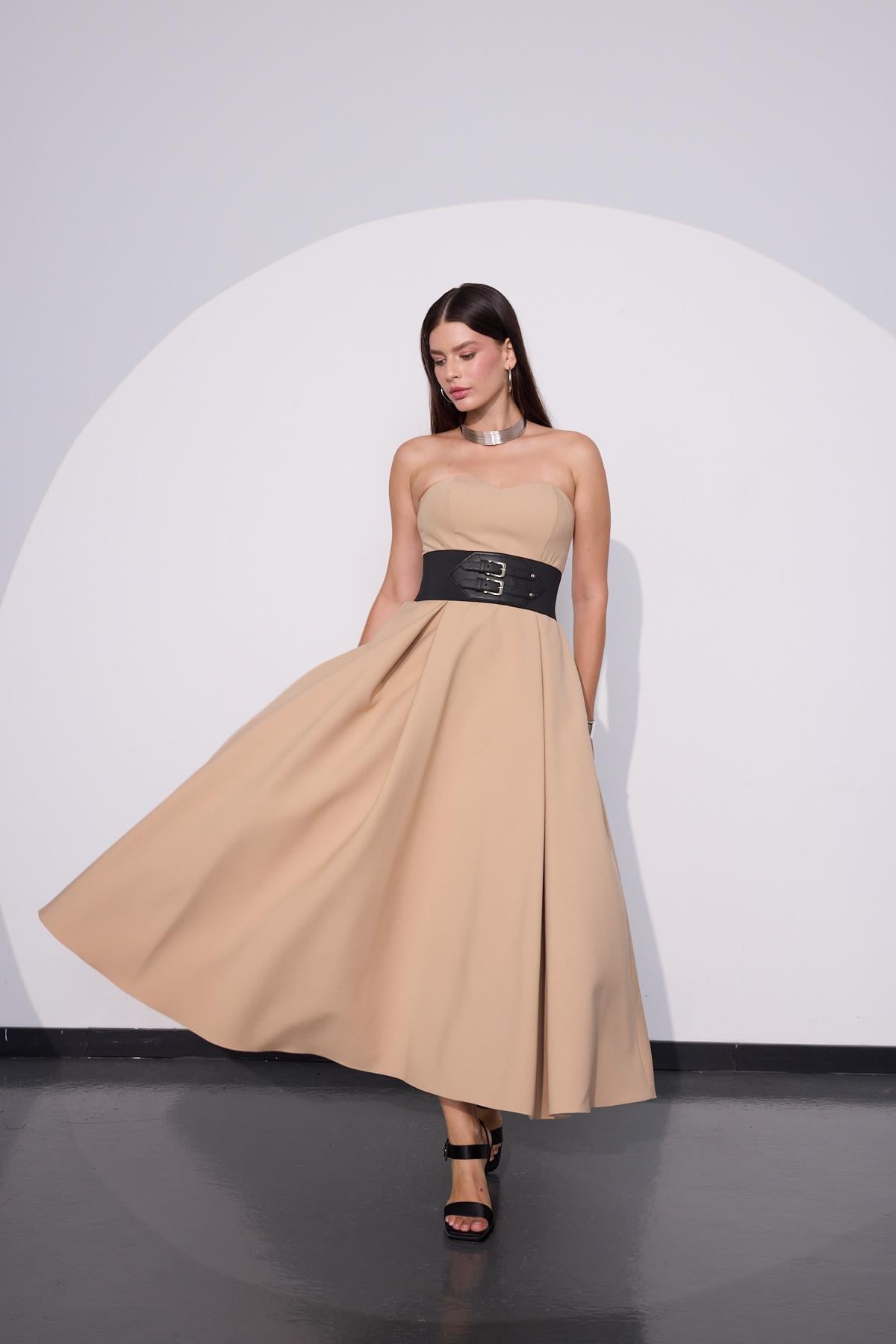 Sophisticated Corsage Elegance Maxi Boy Elbise Vizon