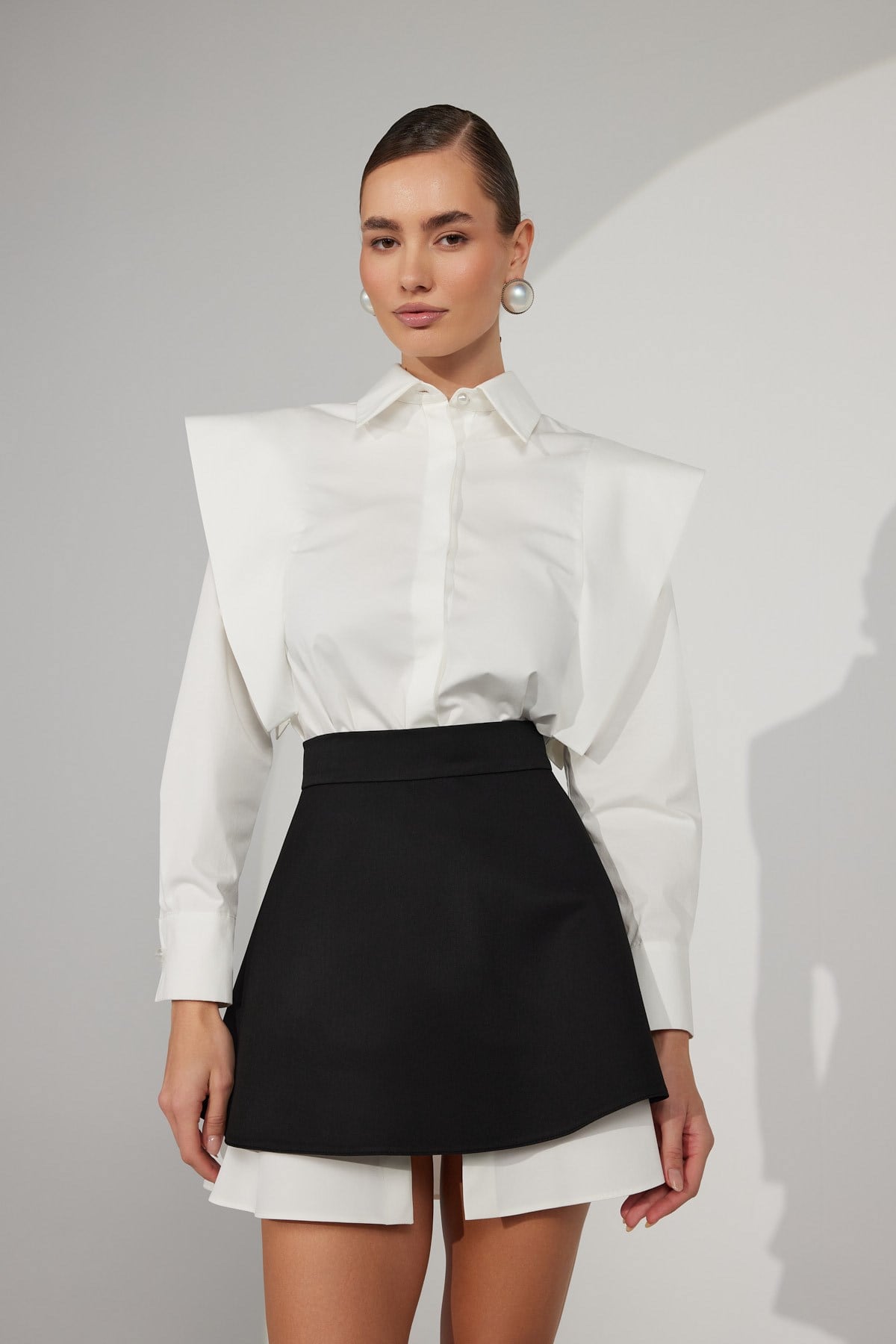 Star Duo Shirt&Skirt Set White-Black Polka Dot