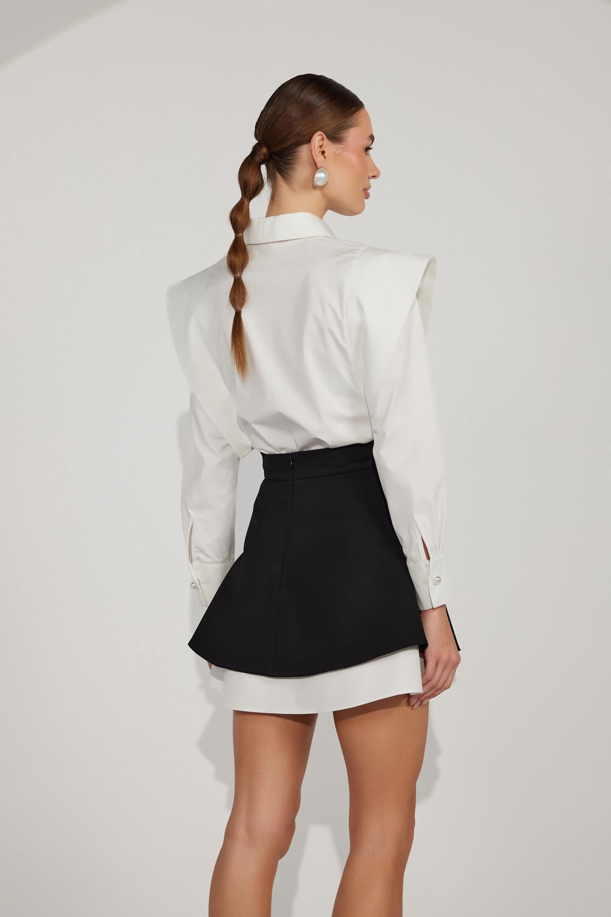 Star Duo Shirt&Skirt Set White-Black Polka Dot