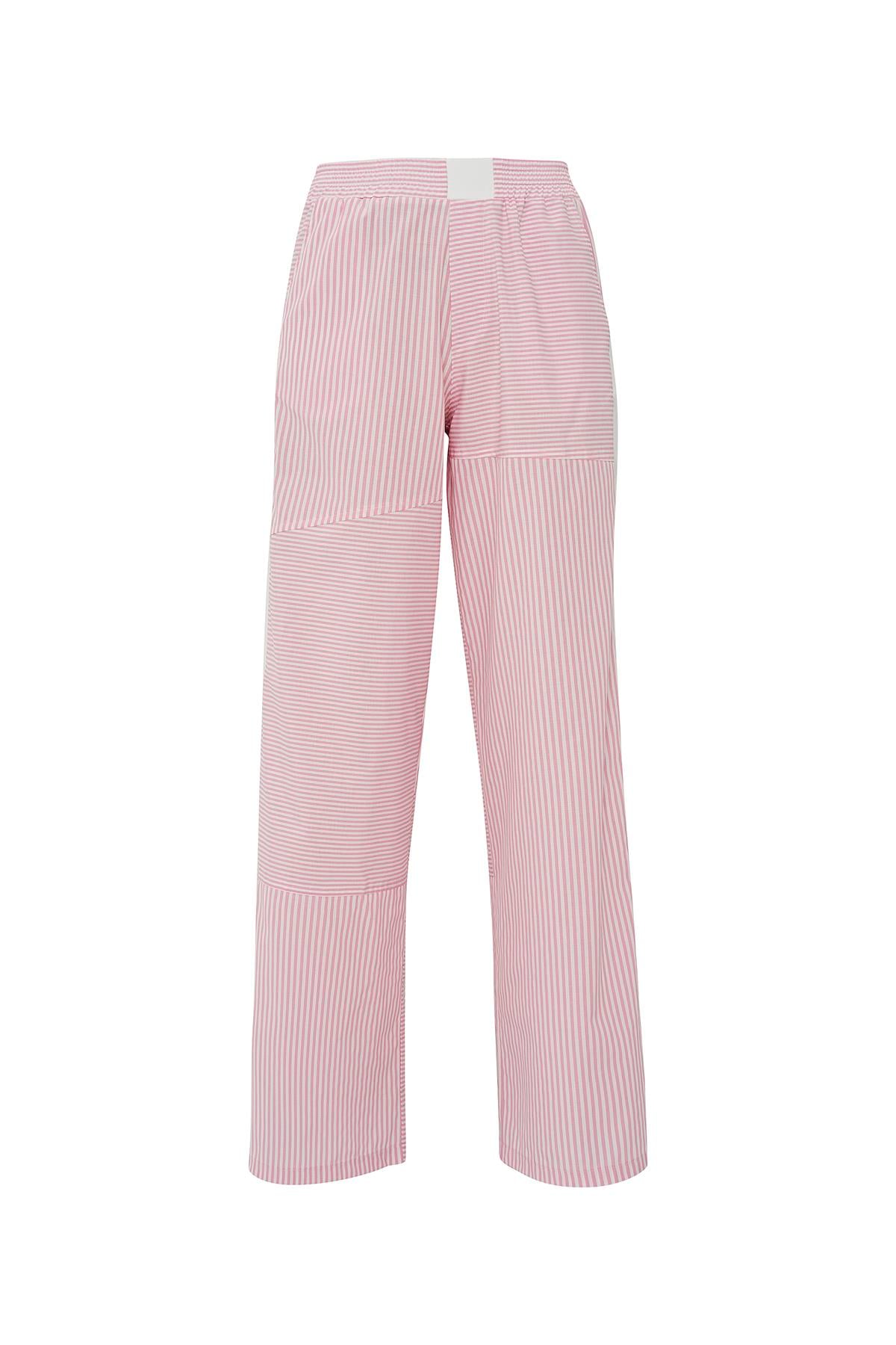 Street Serisi Çizgili Poplin Pantolon Pembe