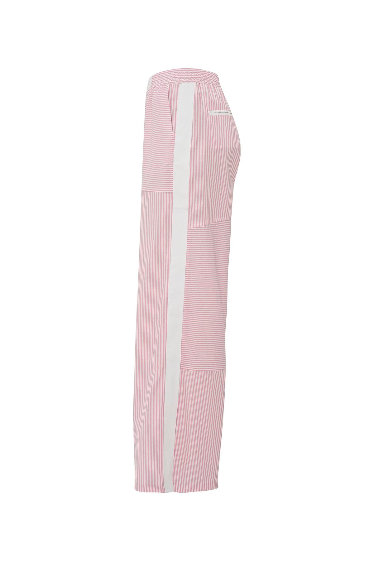 Street Serisi Çizgili Poplin Pantolon Pembe