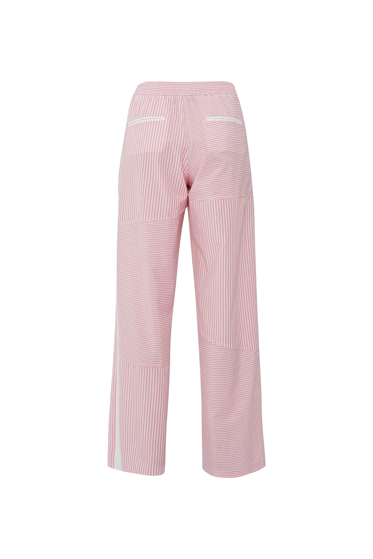 Street Serisi Çizgili Poplin Pantolon Pembe