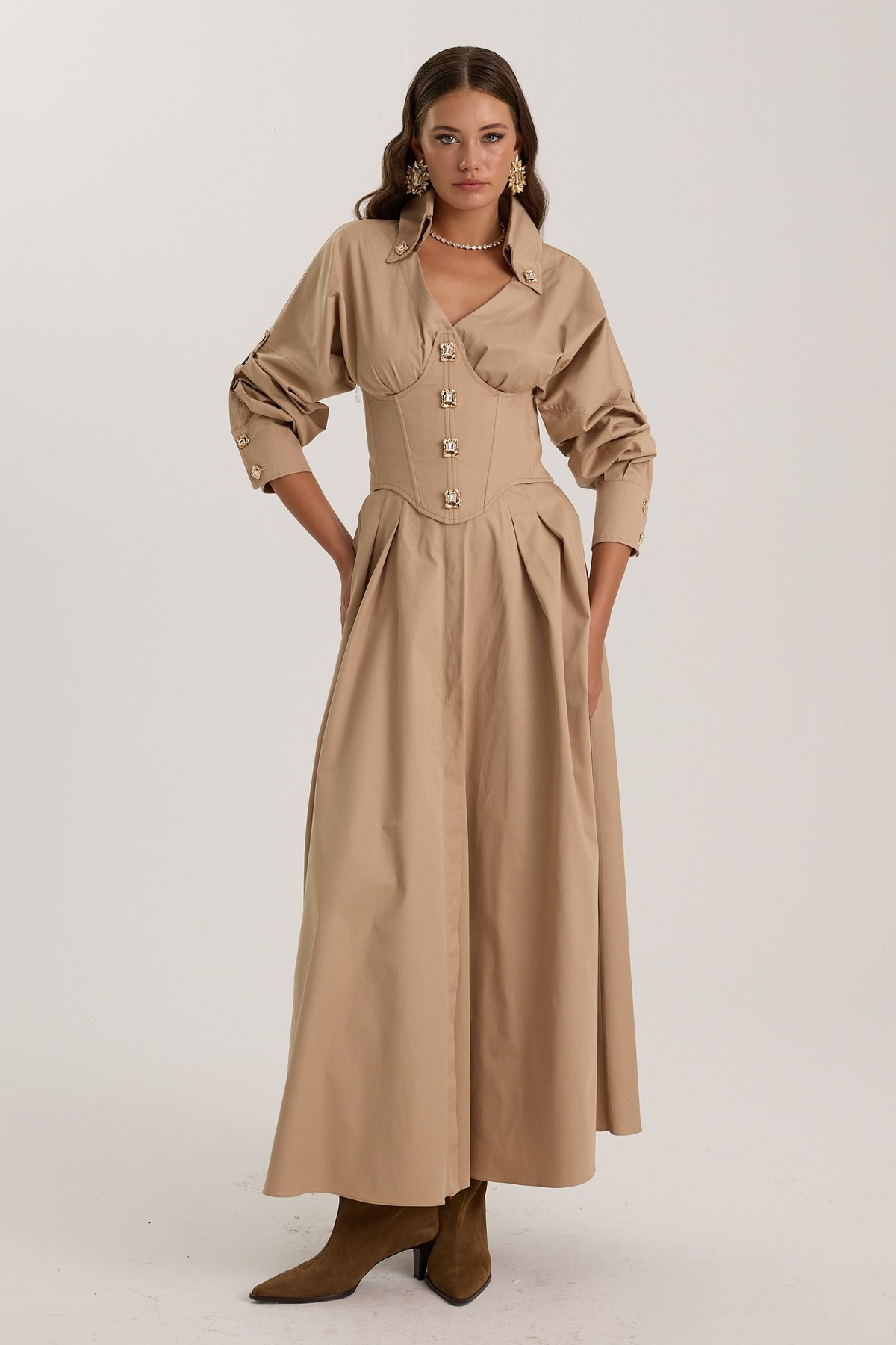 Tailored Grace Dress Beige