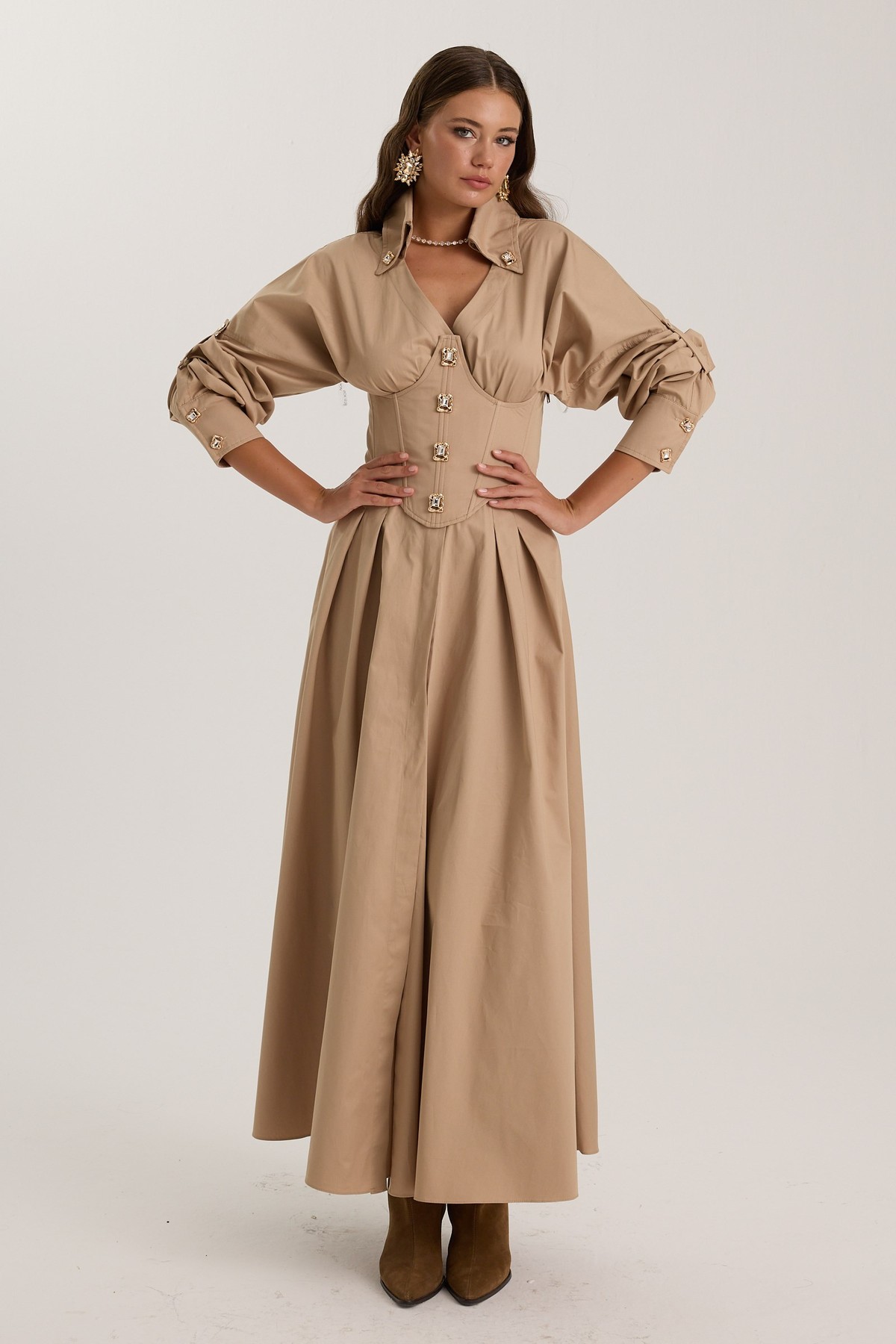 Tailored Grace Dress Beige