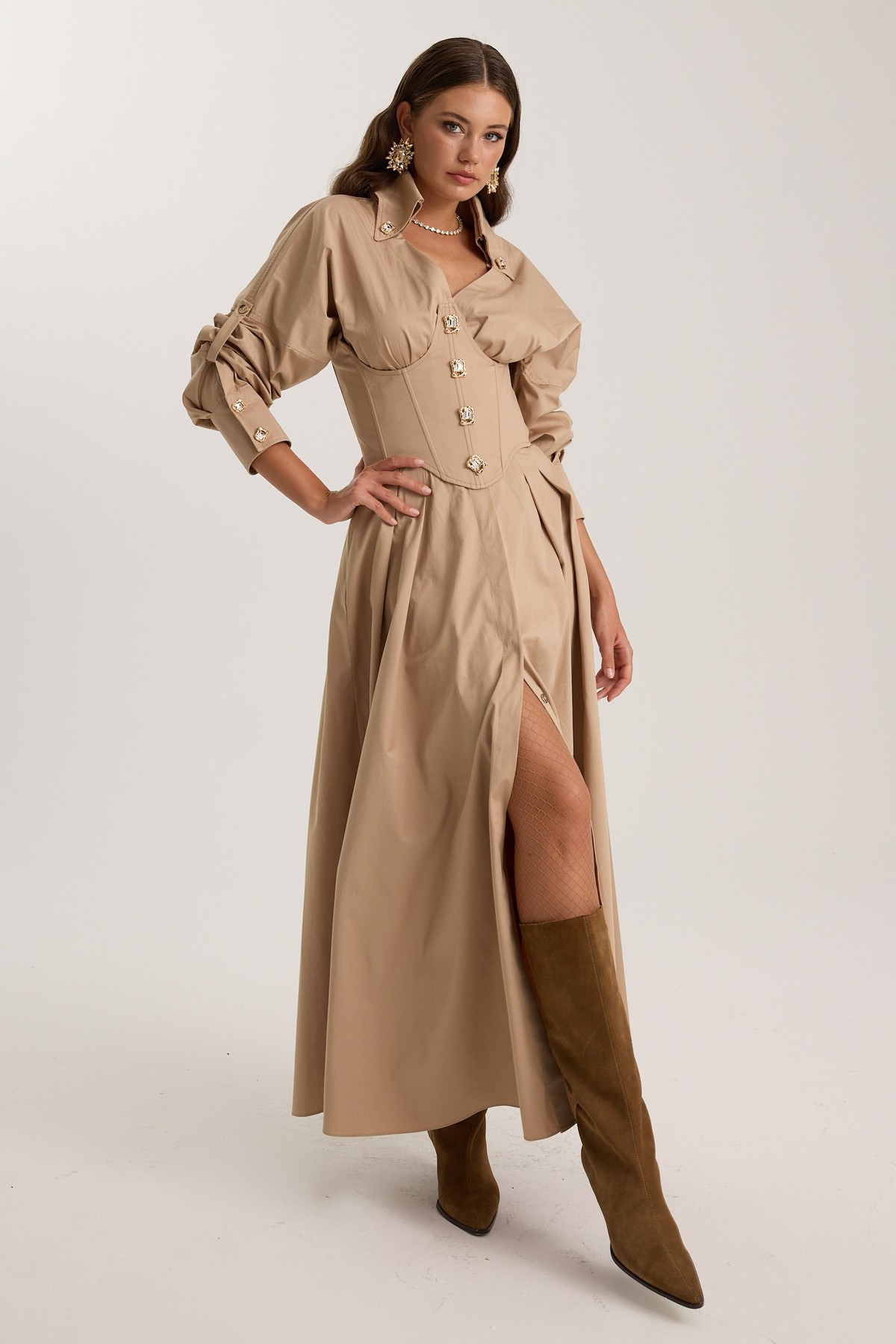 Tailored Grace Dress Beige