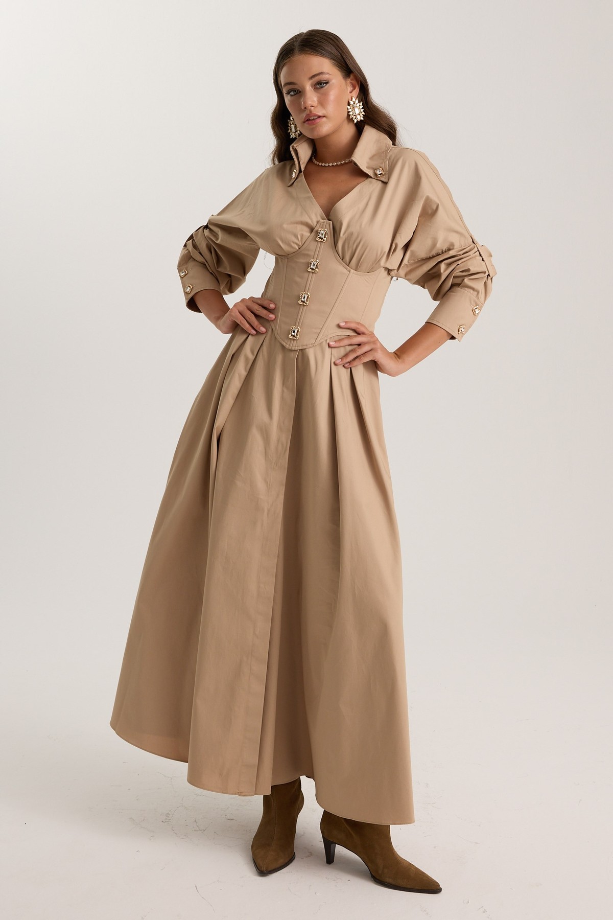 Tailored Grace Dress Beige