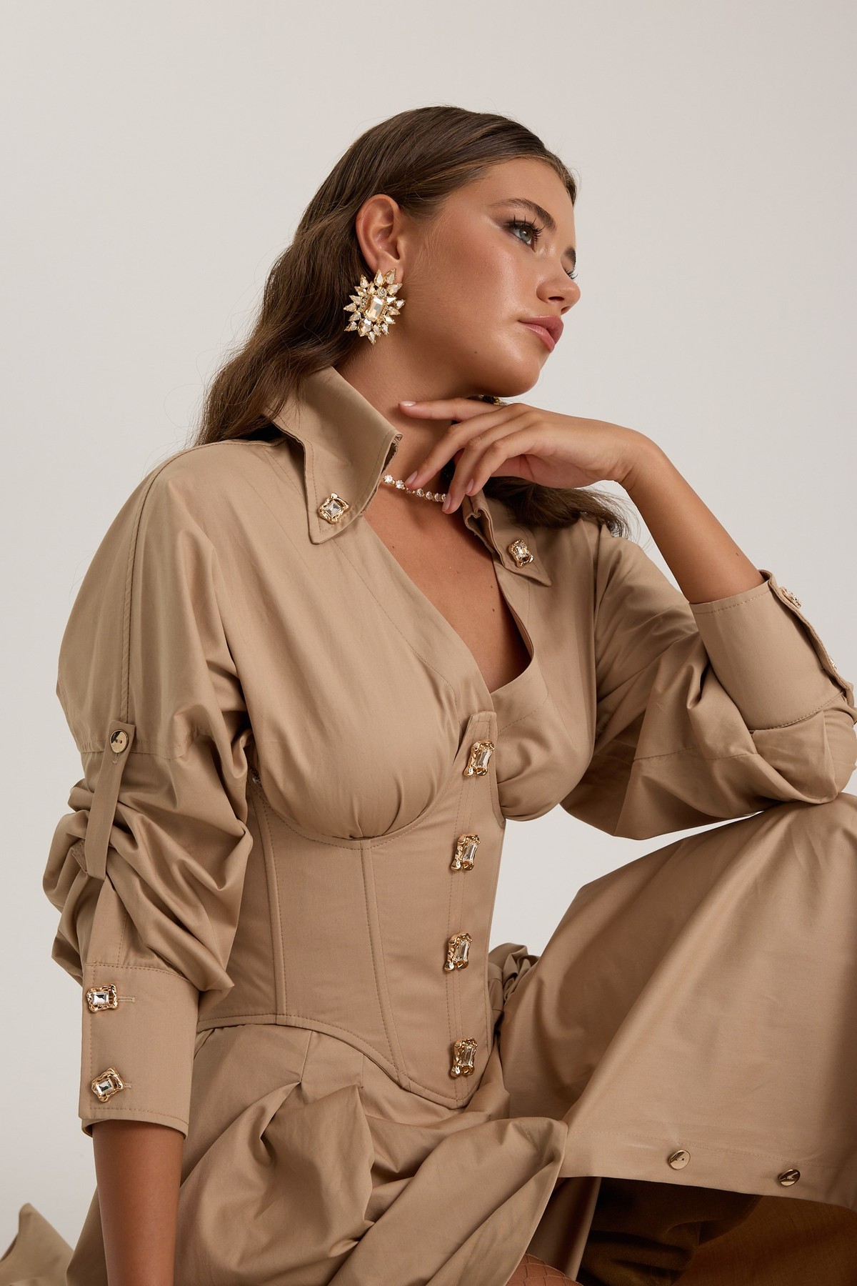 Tailored Grace Dress Beige