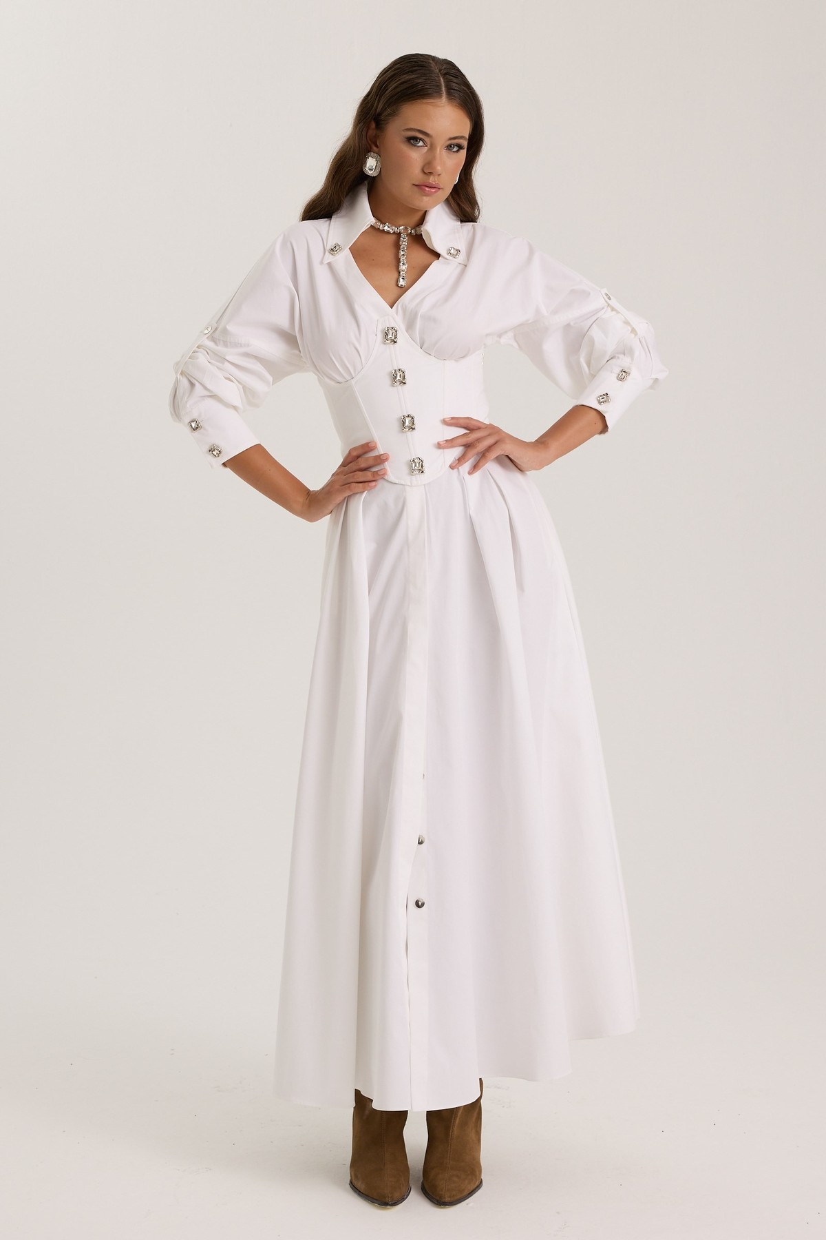 Tailored Grace Dress White