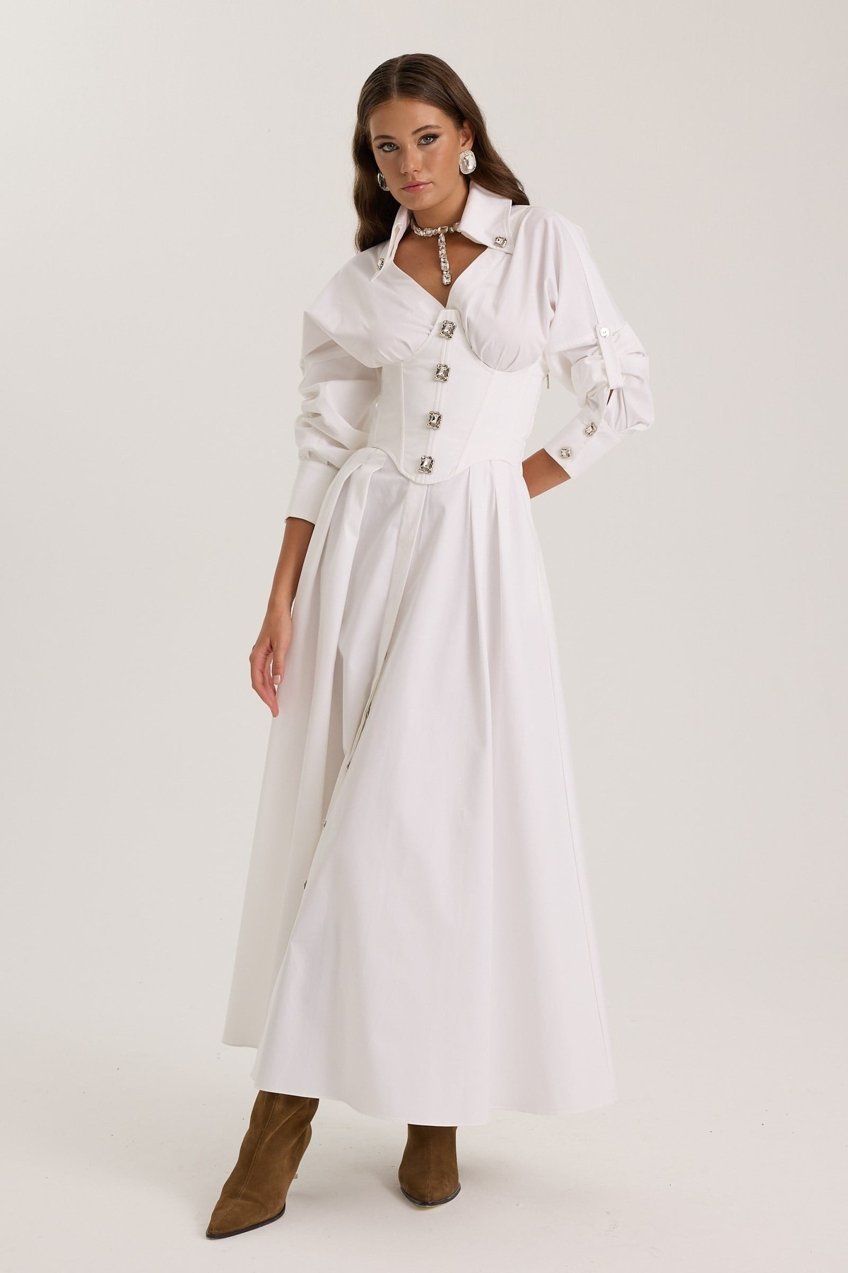 Tailored Grace Dress White