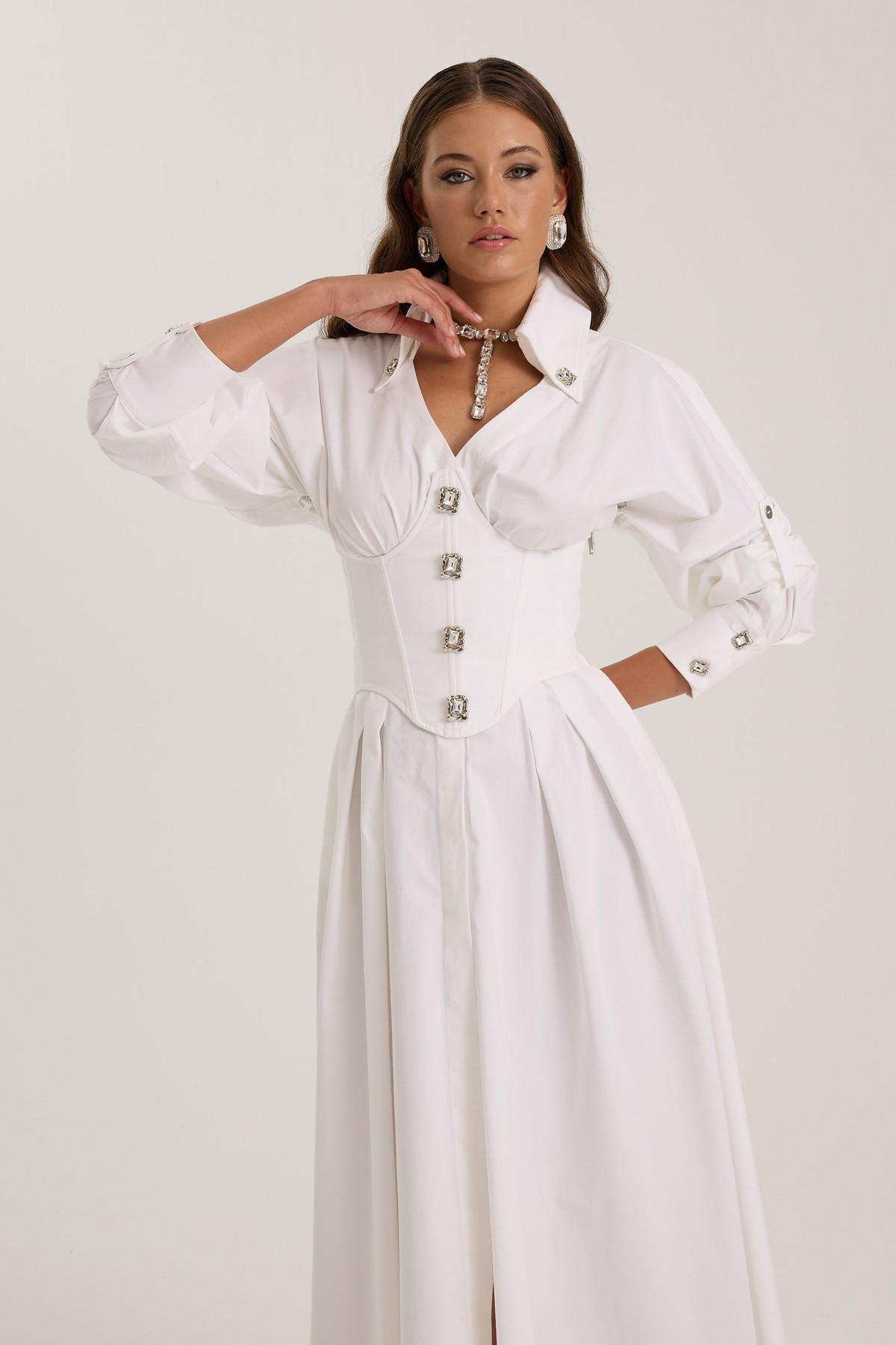 Tailored Grace Dress White