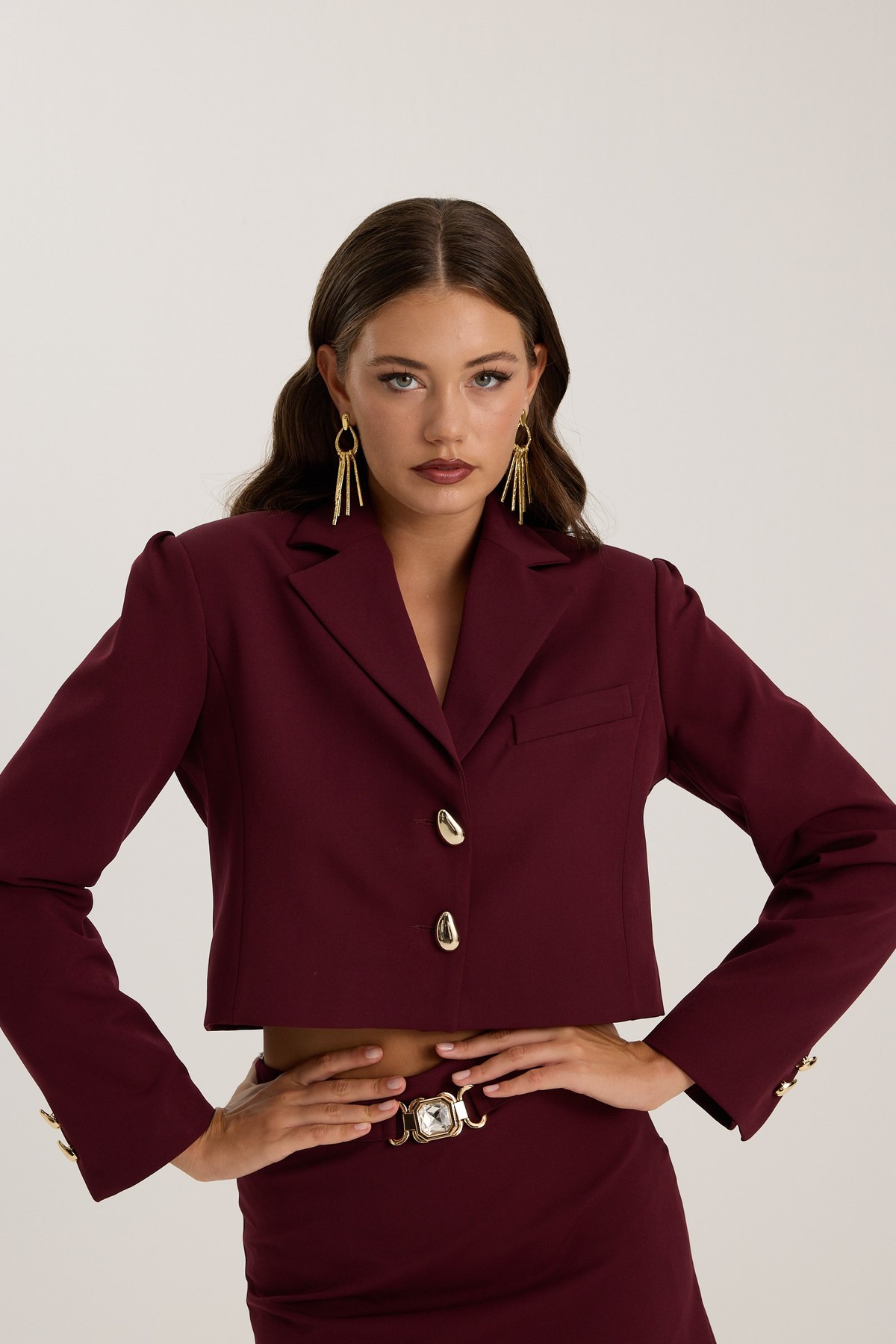 Tailored Whisper Blazer Burgundy