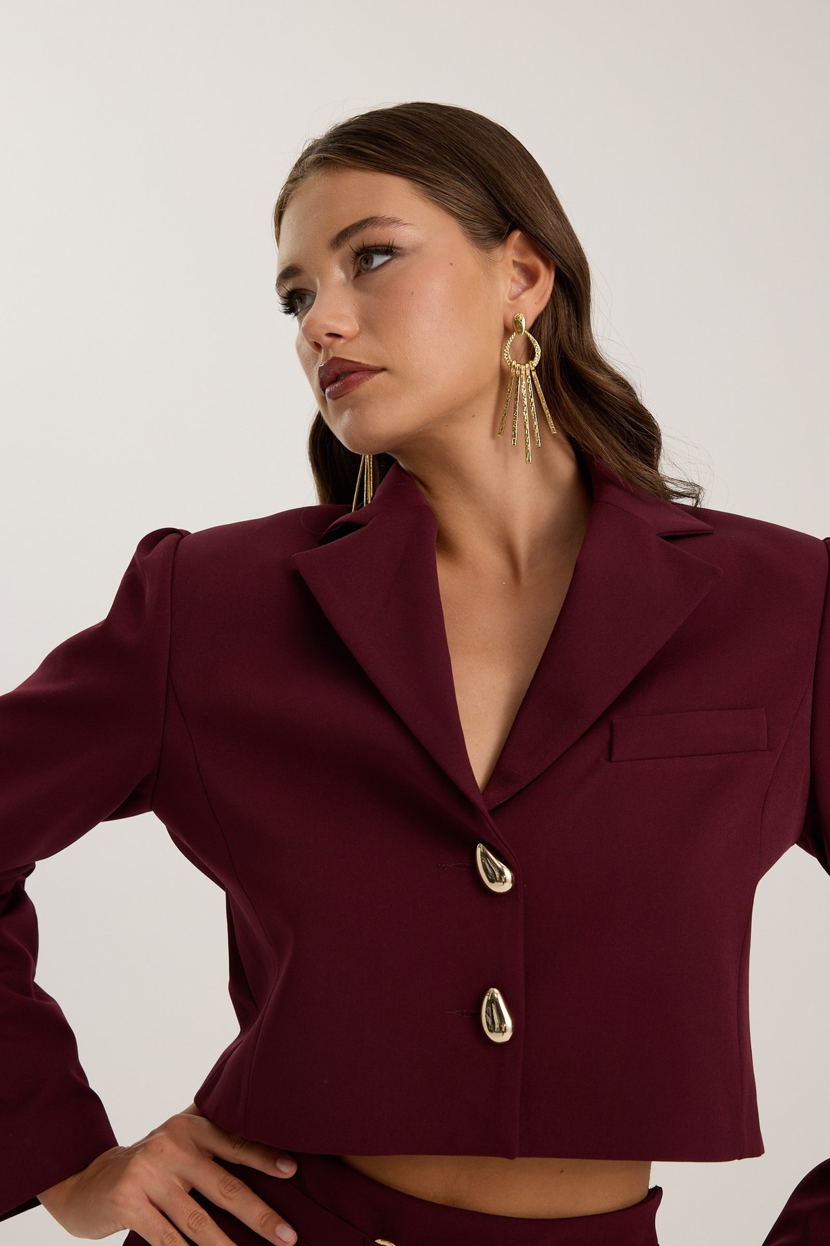 Tailored Whisper Blazer Burgundy