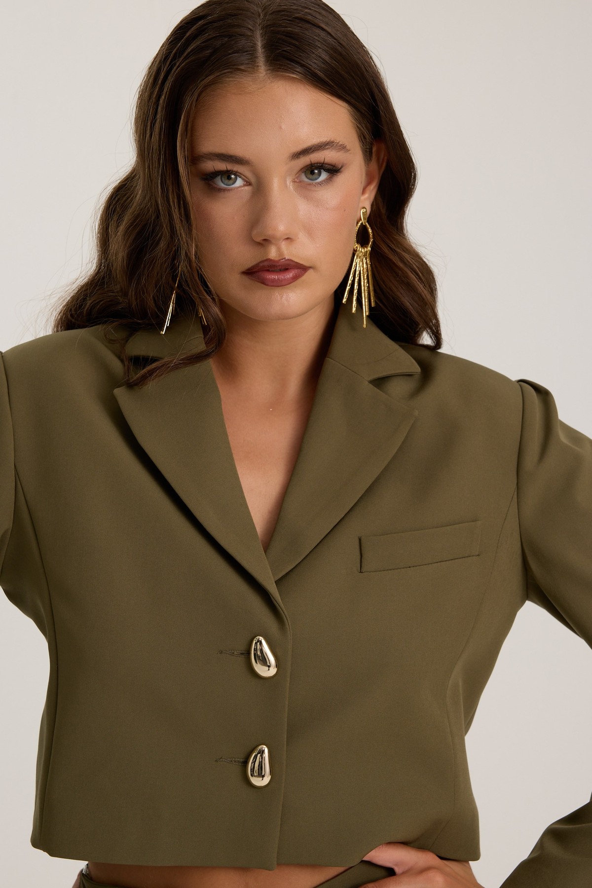Tailored Whisper Blazer Haki