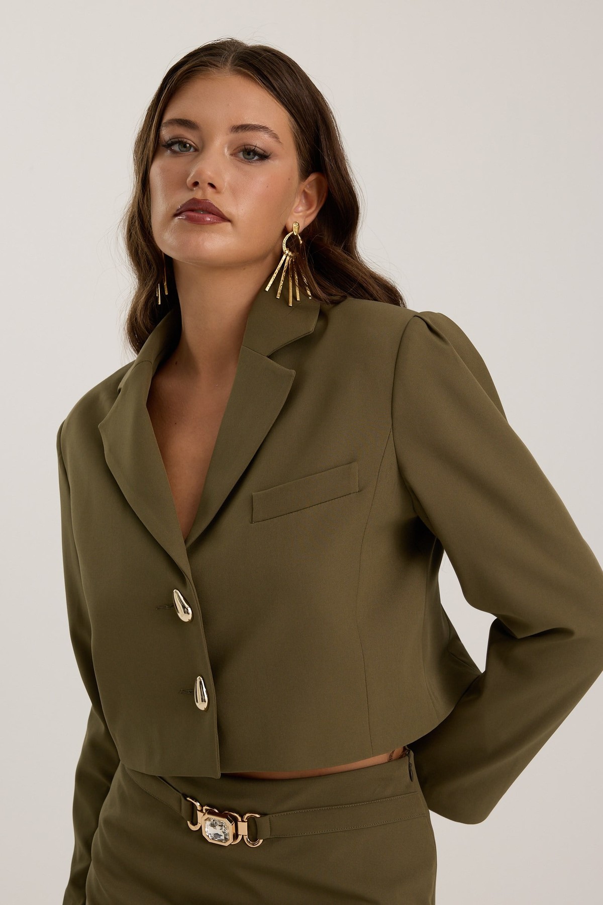 Tailored Whisper Blazer Haki
