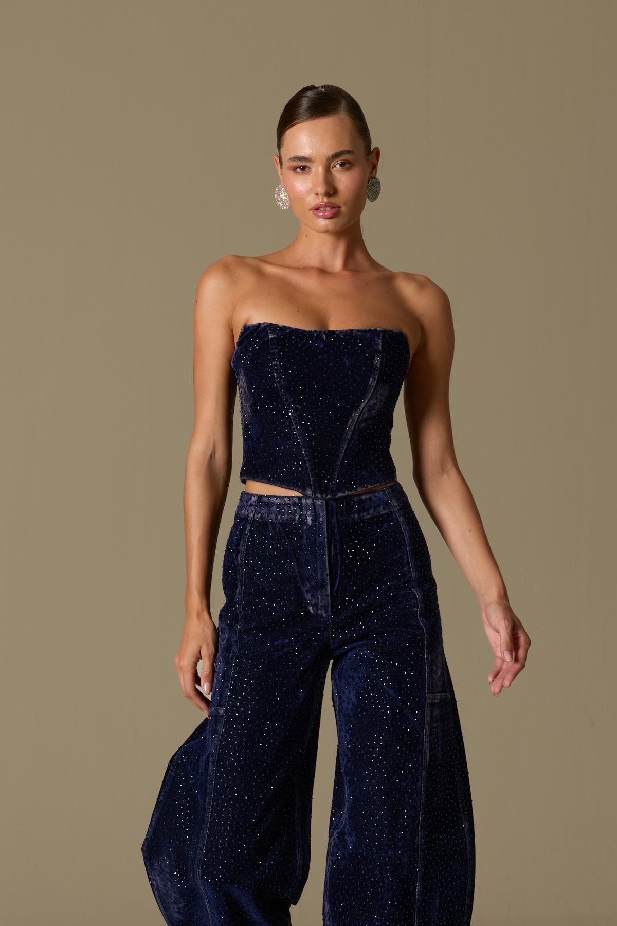 The Aura Crystal Bustier Dark Blue