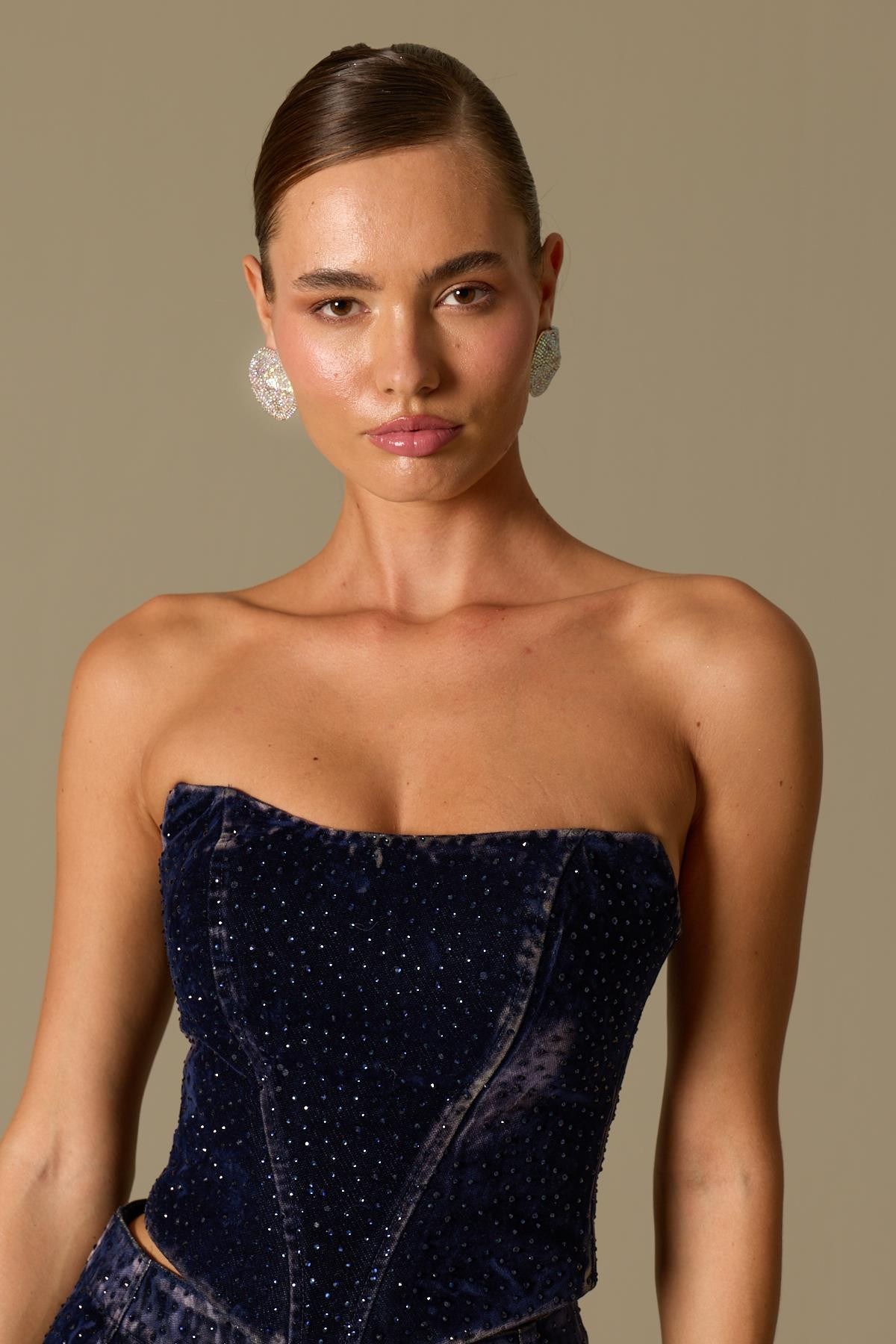 The Aura Crystal Bustier Dark Blue