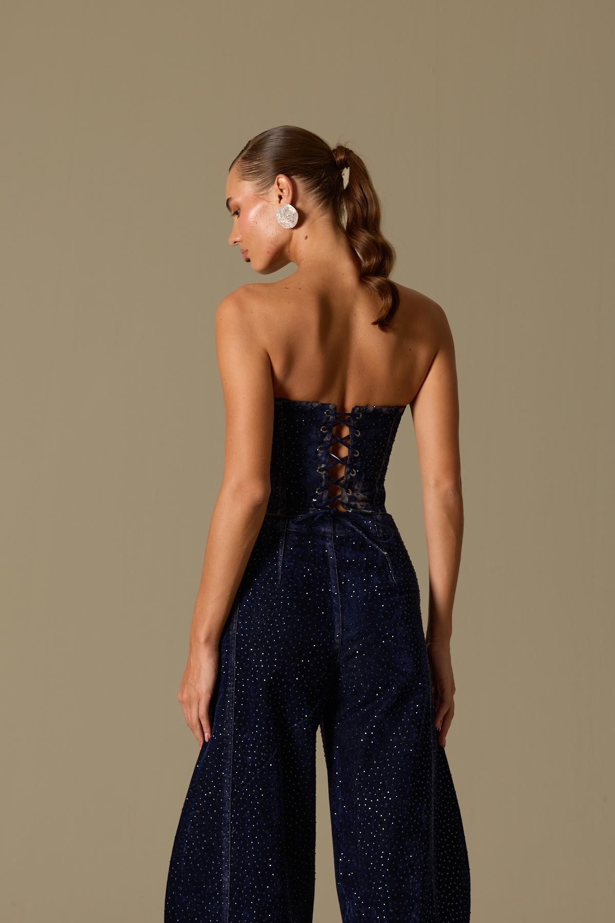 The Aura Crystal Bustier Dark Blue