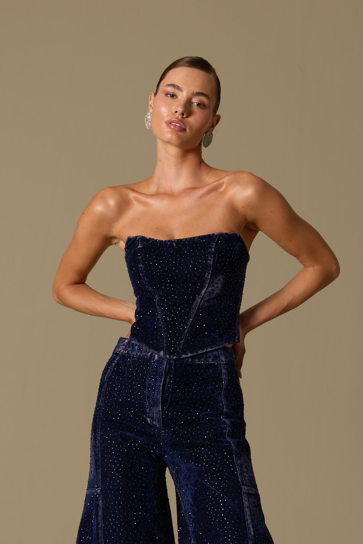 The Aura Crystal Bustier Dark Blue