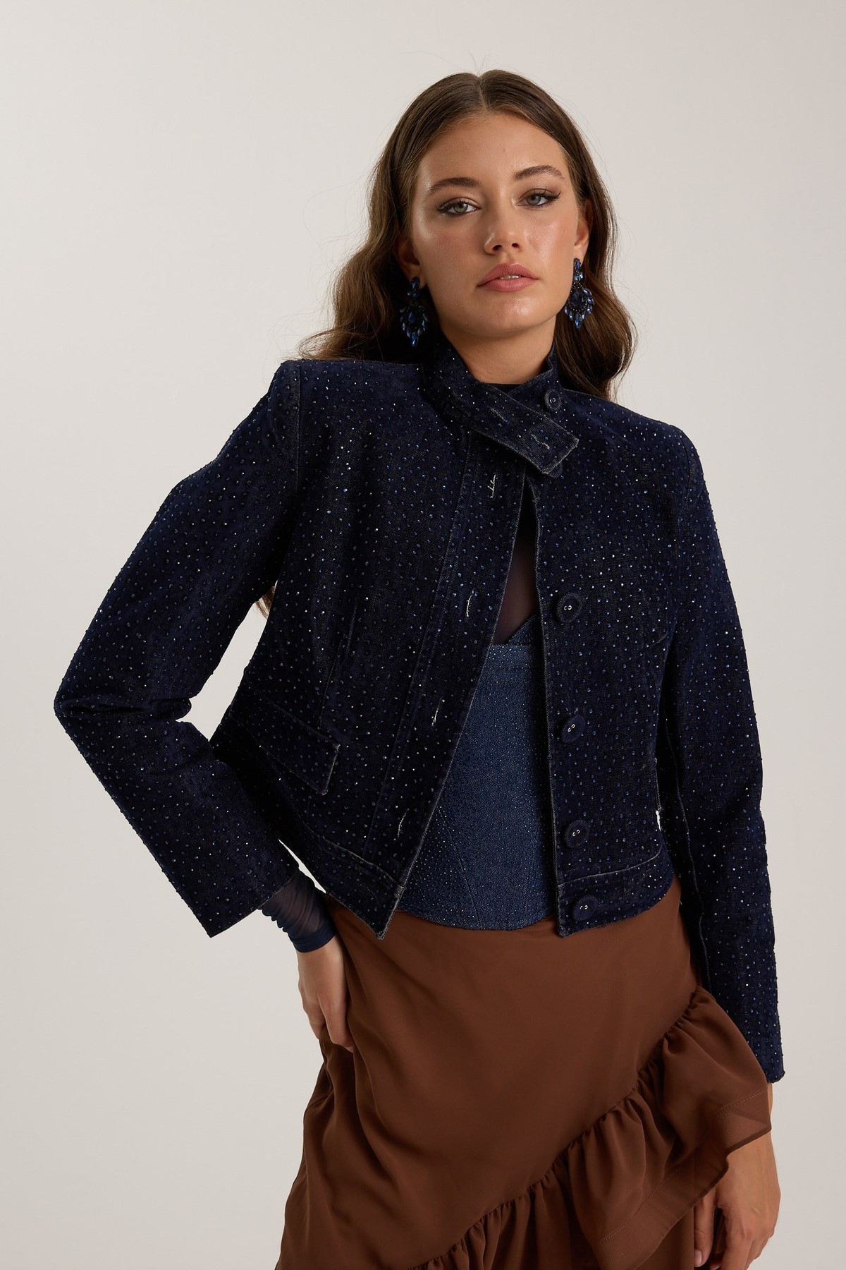 The Aura Crystal Jacket Dark Blue