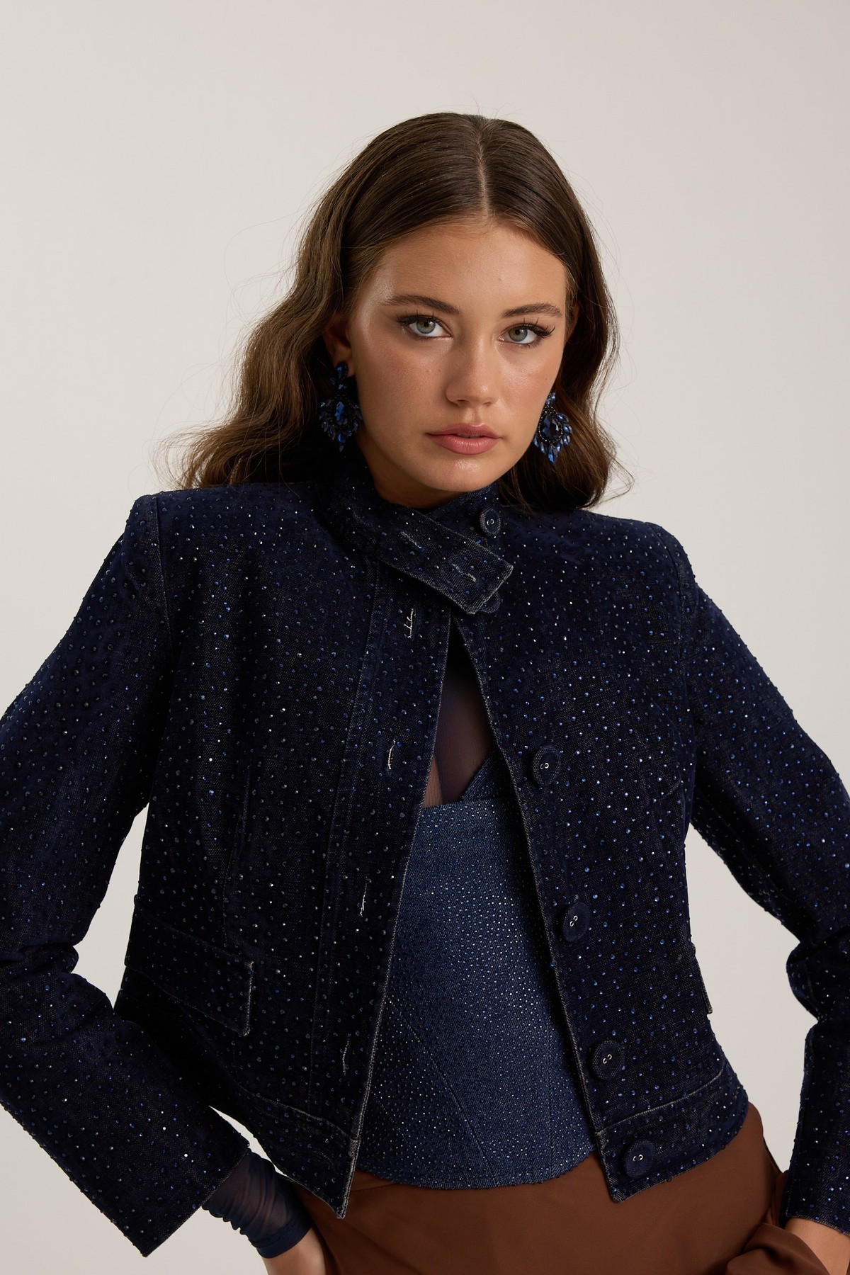 The Aura Crystal Jacket Dark Blue