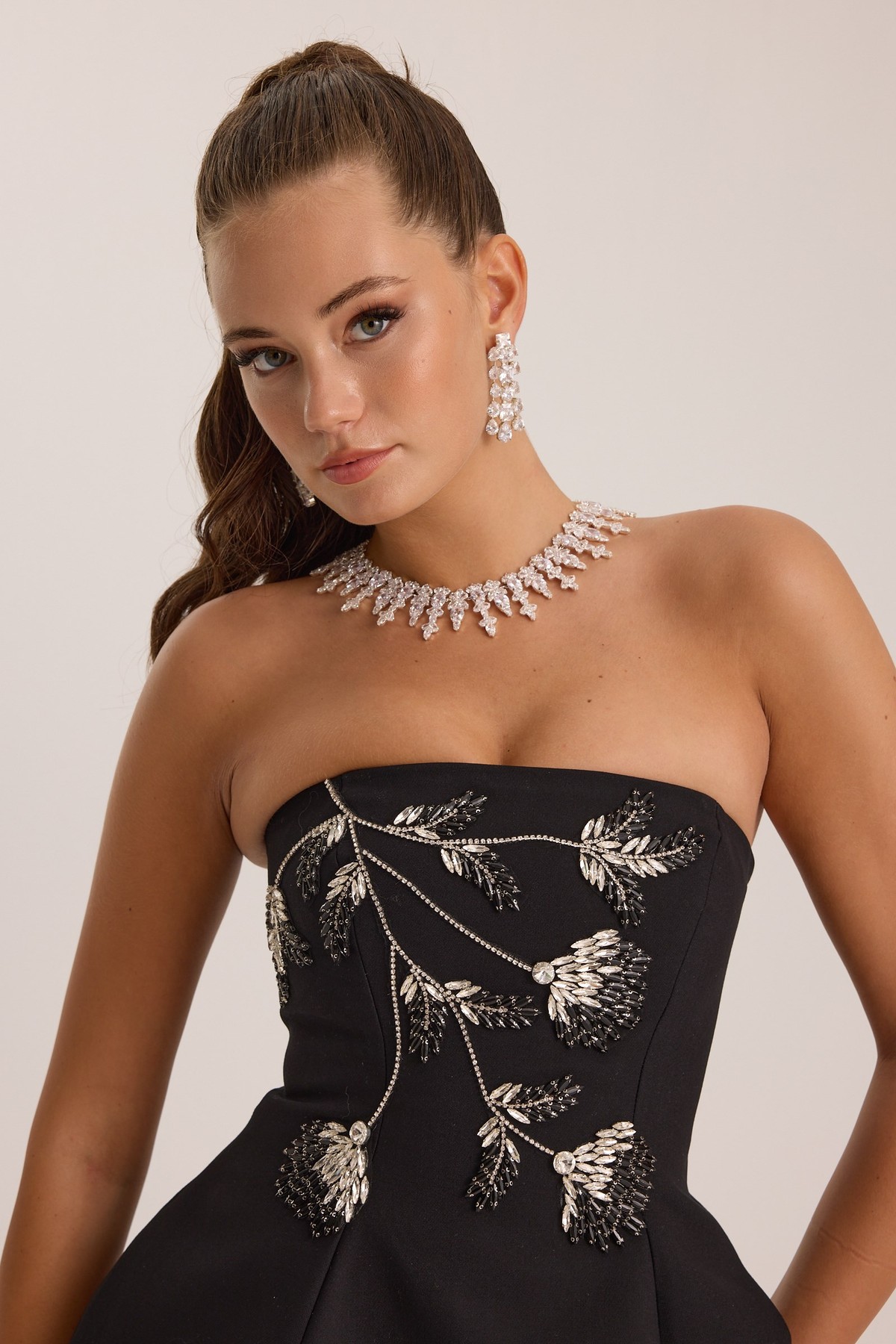 The Bloom Crystal Bustier Black