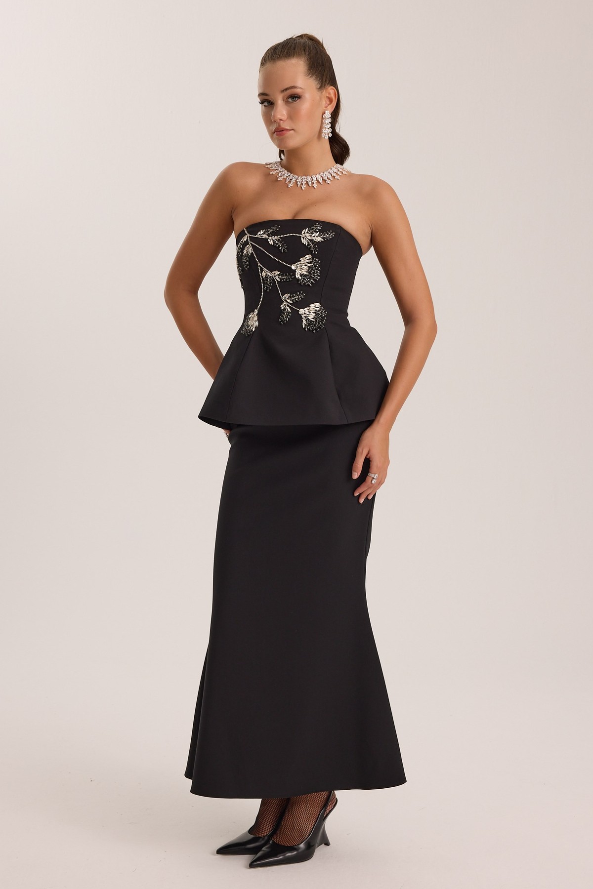 The Bloom Crystal Bustier Black