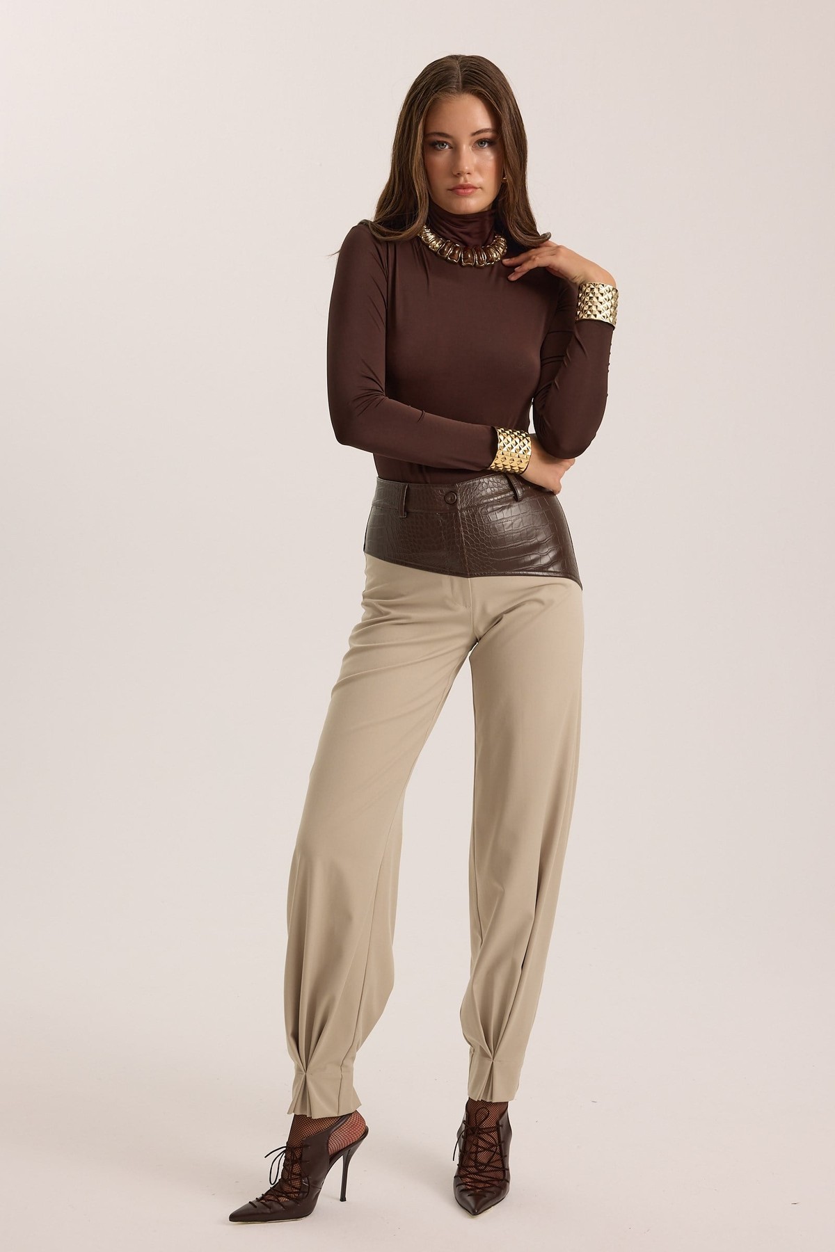 The Contrast Pant Beige