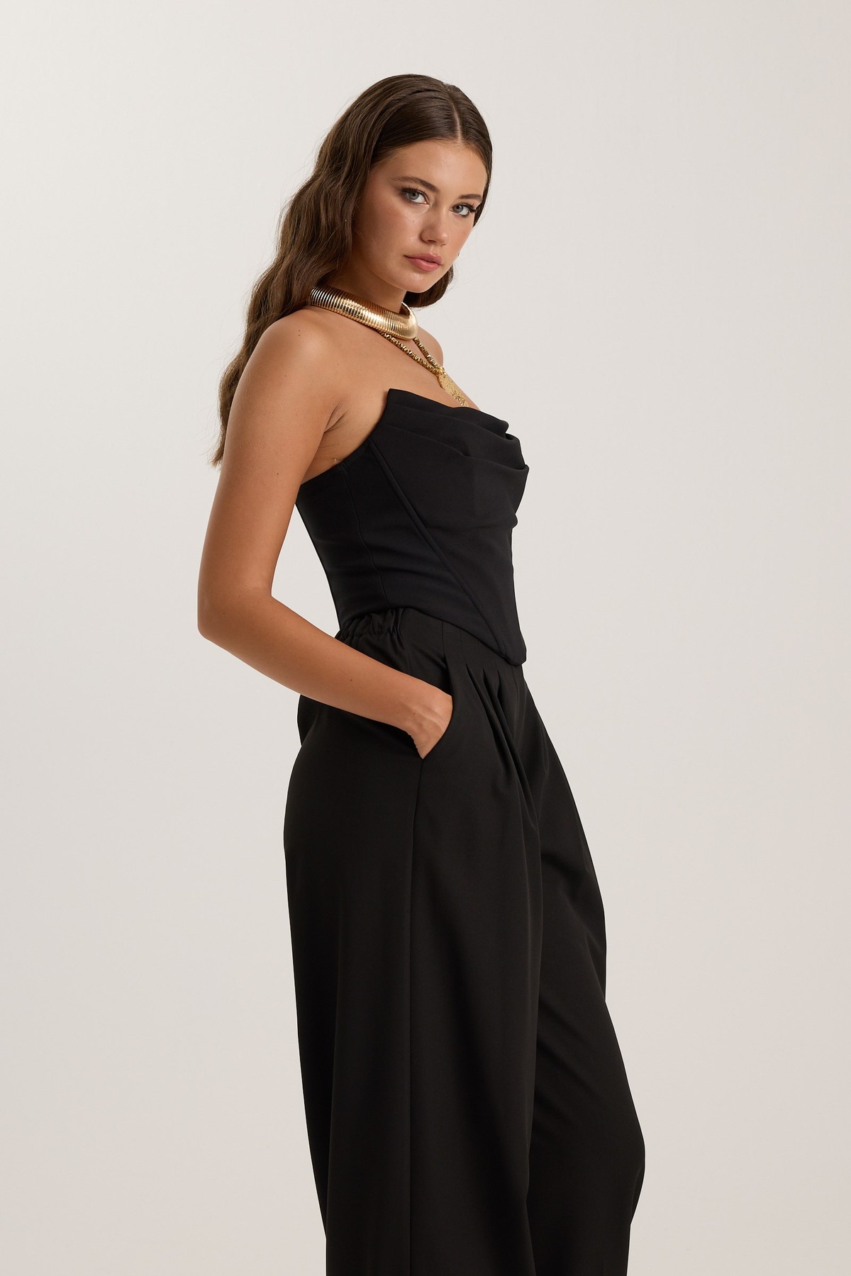 The Drape Bustier Black