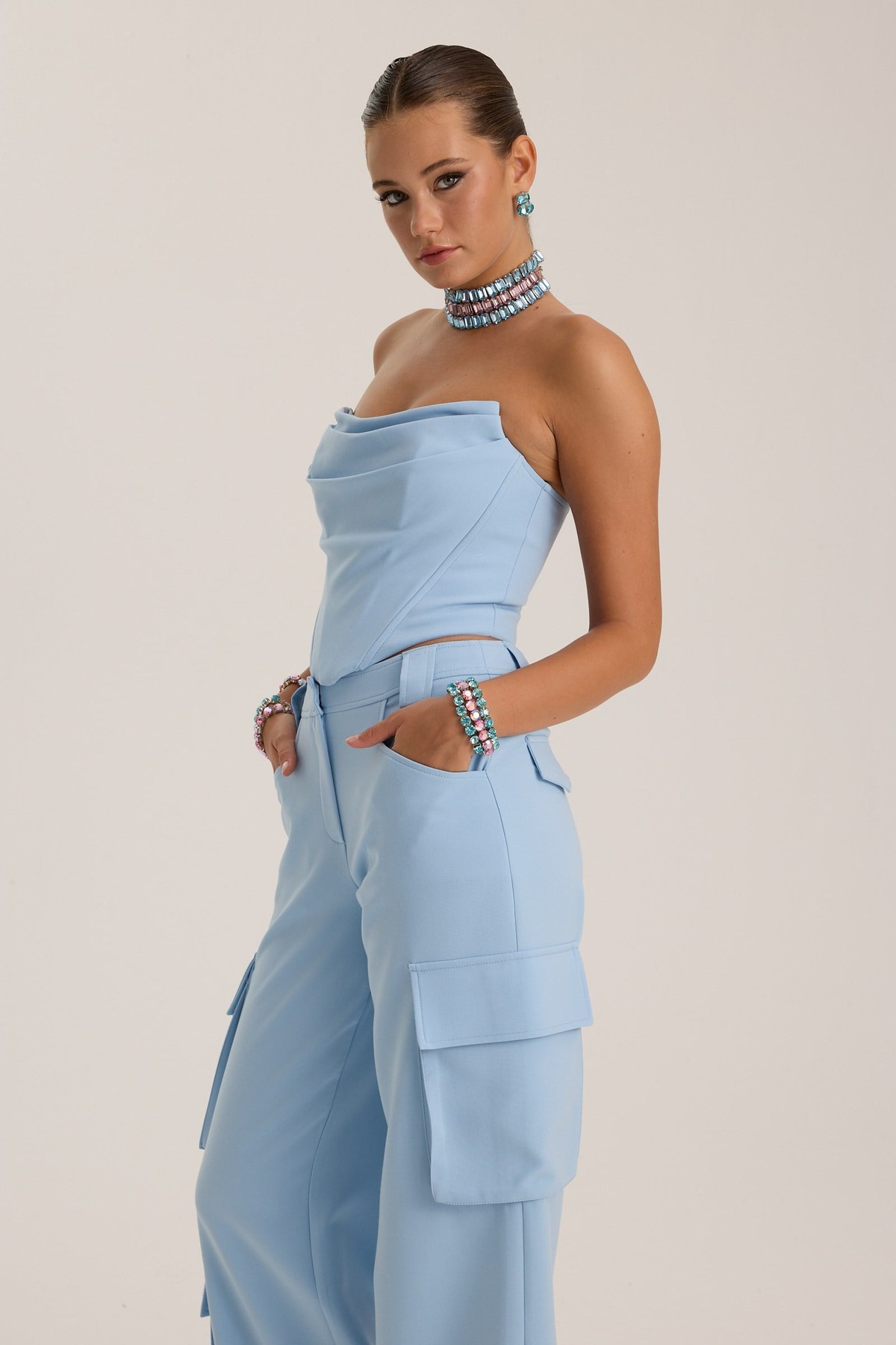 The Drape Bustier Blue