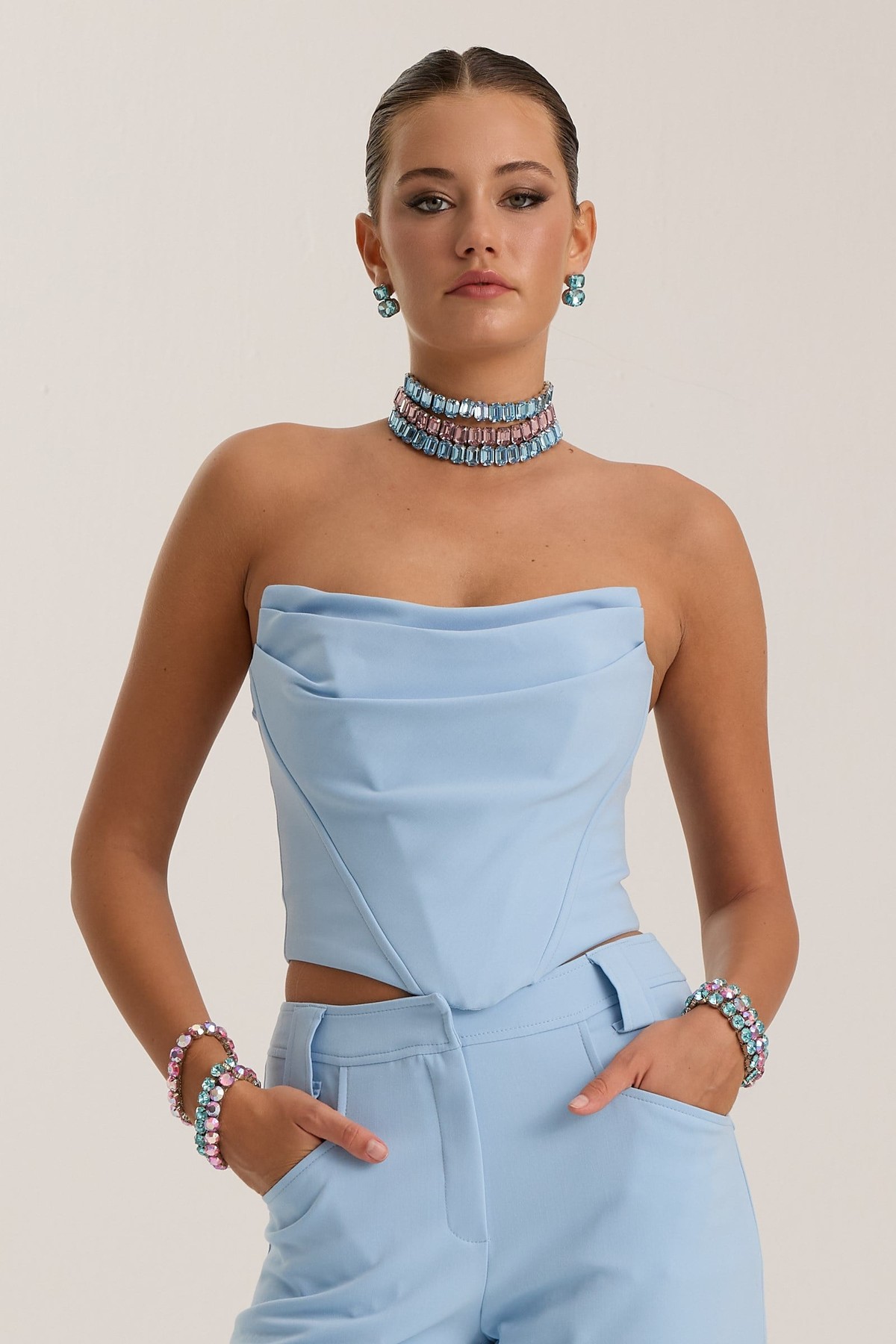 The Drape Bustier Blue