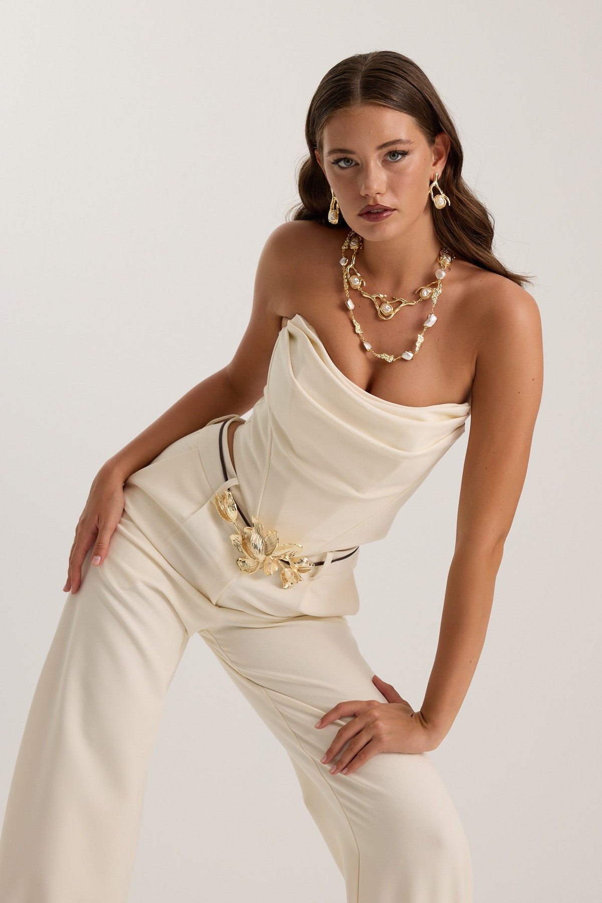 The Drape Bustier Ecru