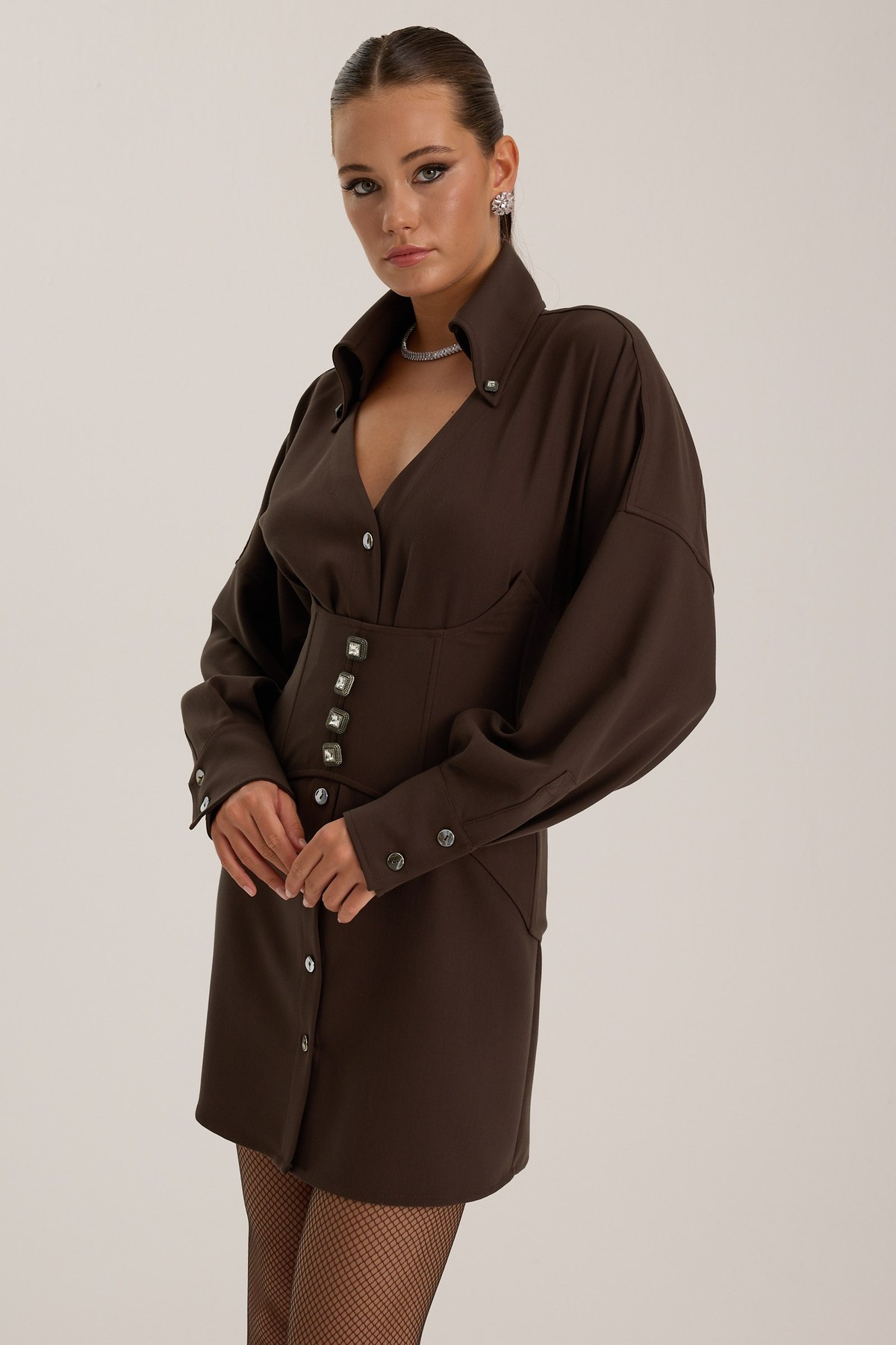 The Era Corset Blouse Brown