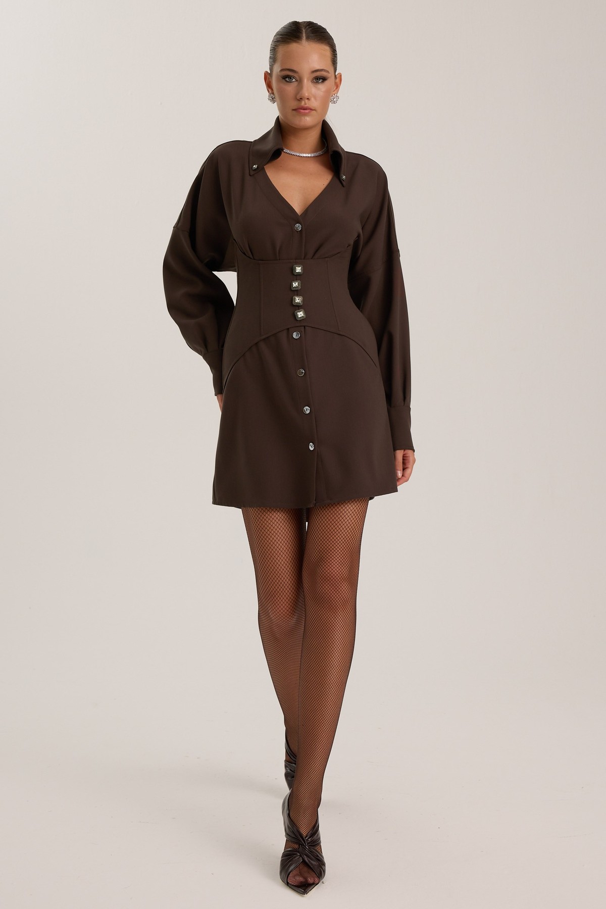 The Era Corset Blouse Brown