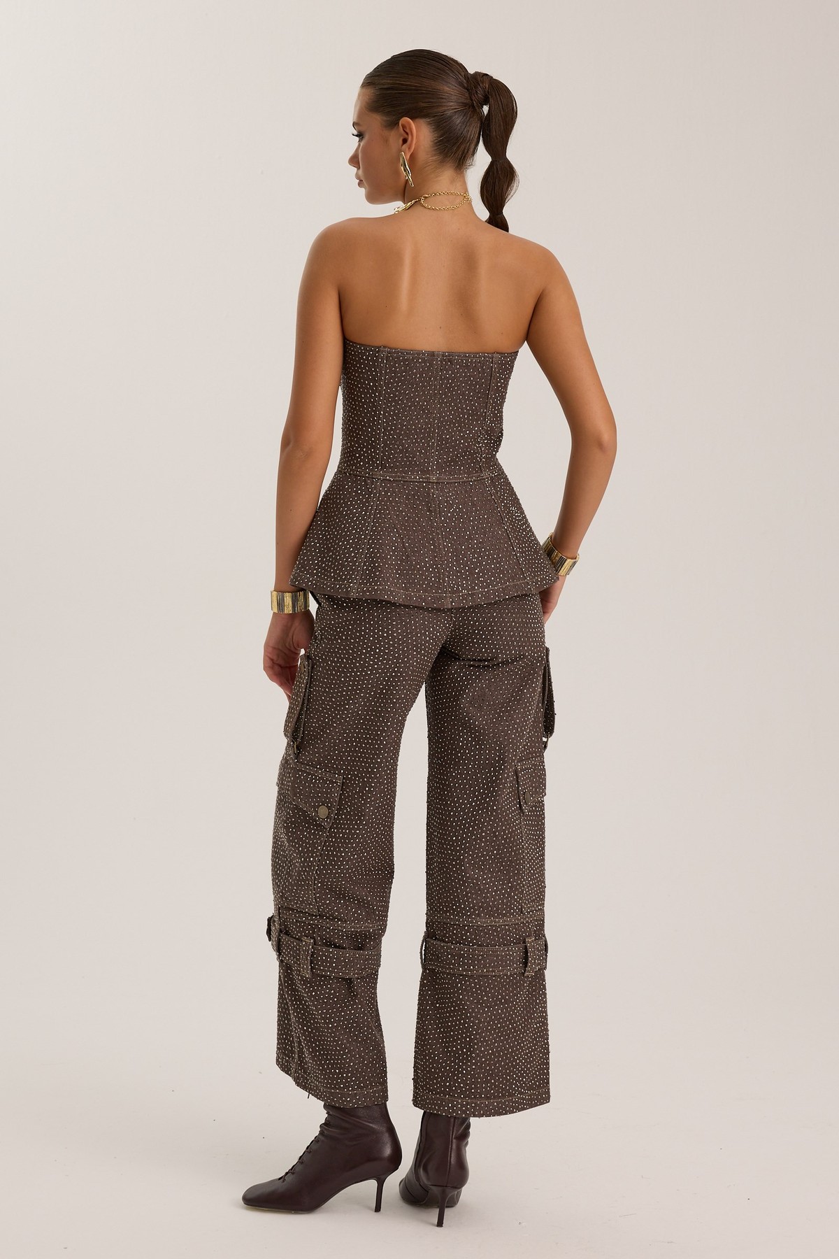 The Force Crystal Denim Bustier DARK GREEN
