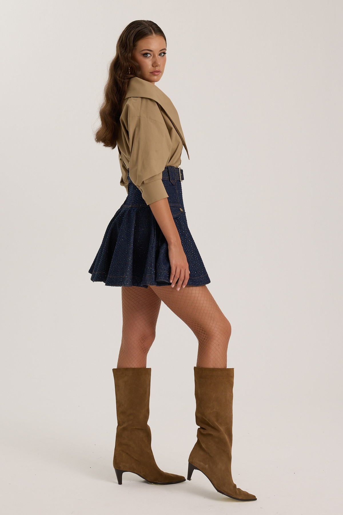 The Force Crystal Denim Skirt DARK BLUE