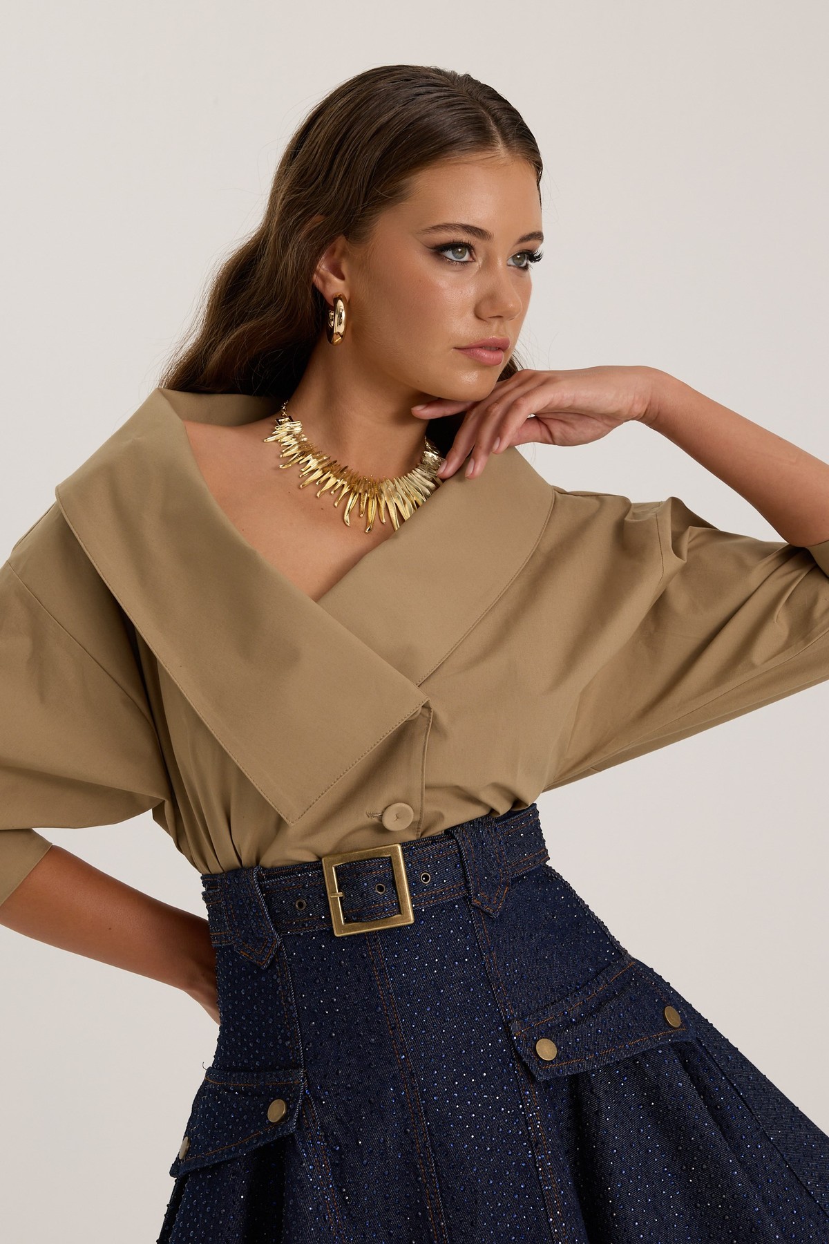 The Force Crystal Denim Skirt DARK BLUE