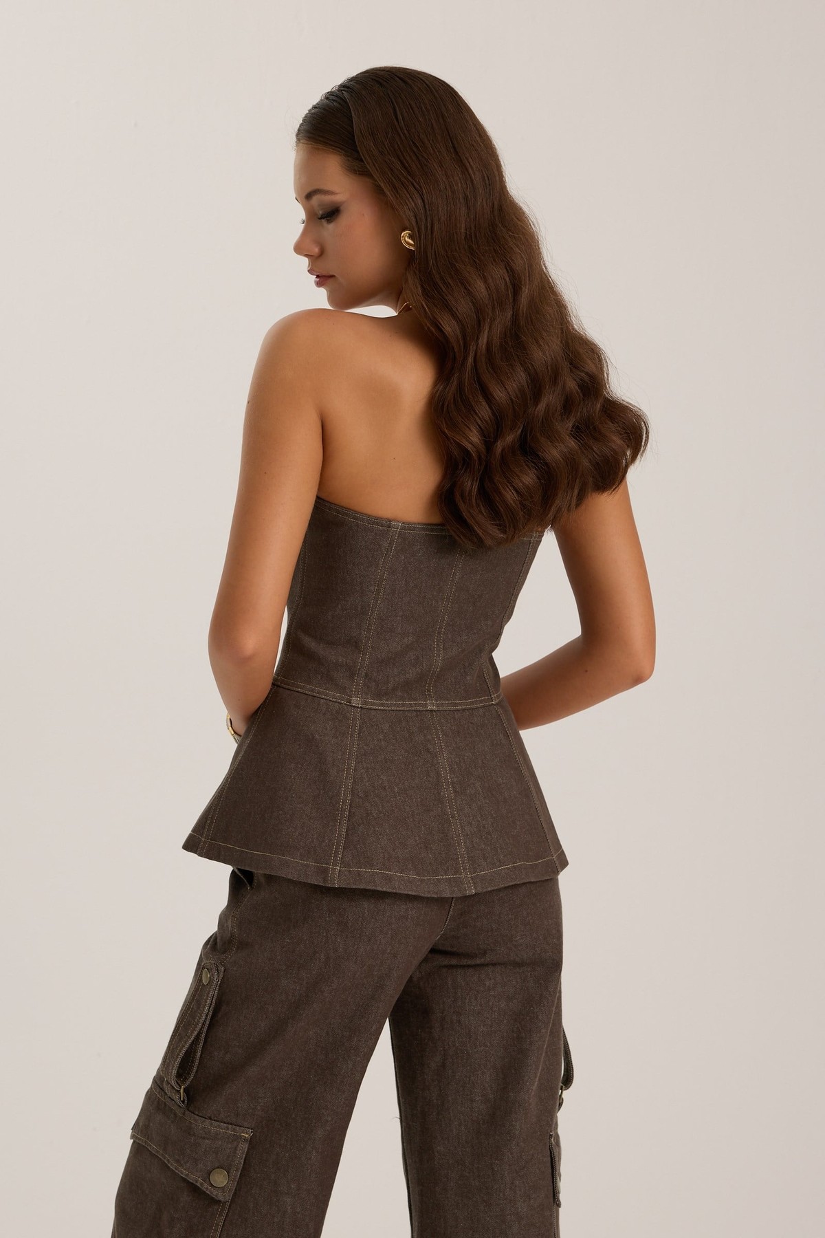 The Force Denim Bustier CHOCOLATE