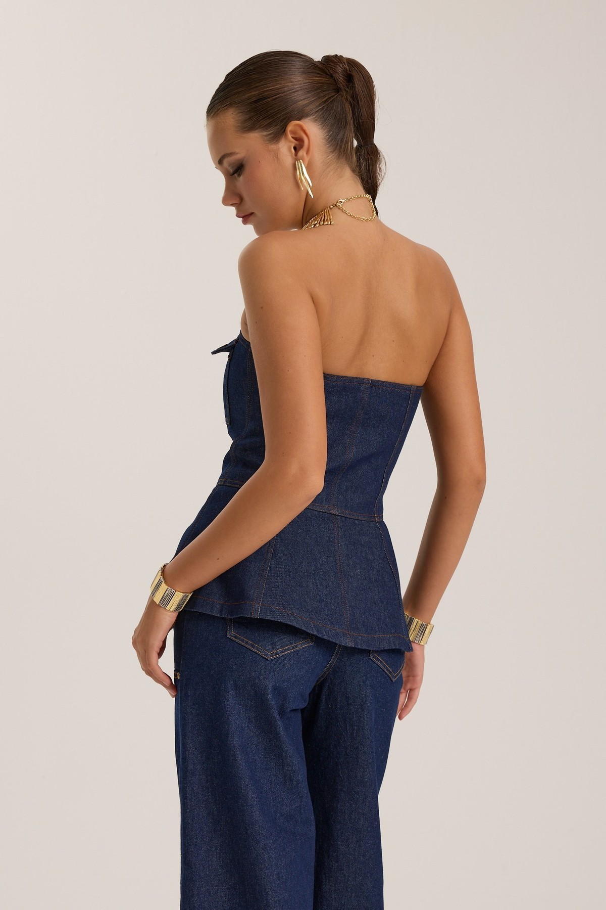 The Force Denim Bustier Dark Blue