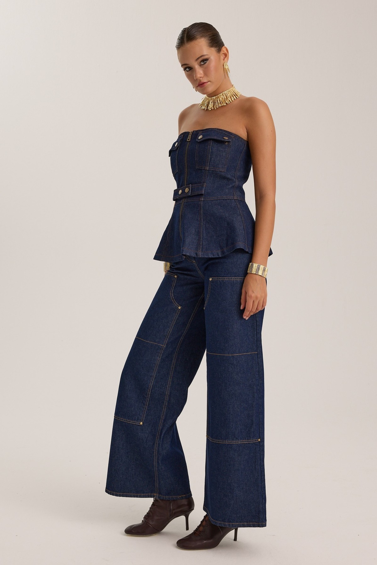 The Force Denim Bustier Dark Blue