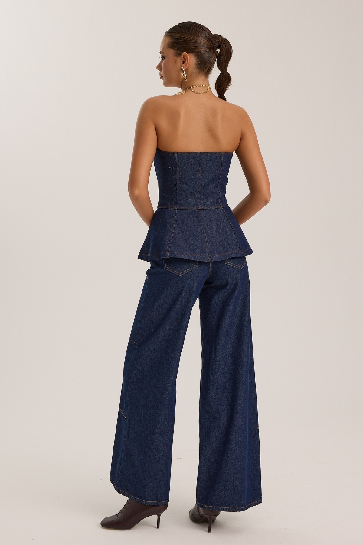 The Force Denim Bustier Dark Blue