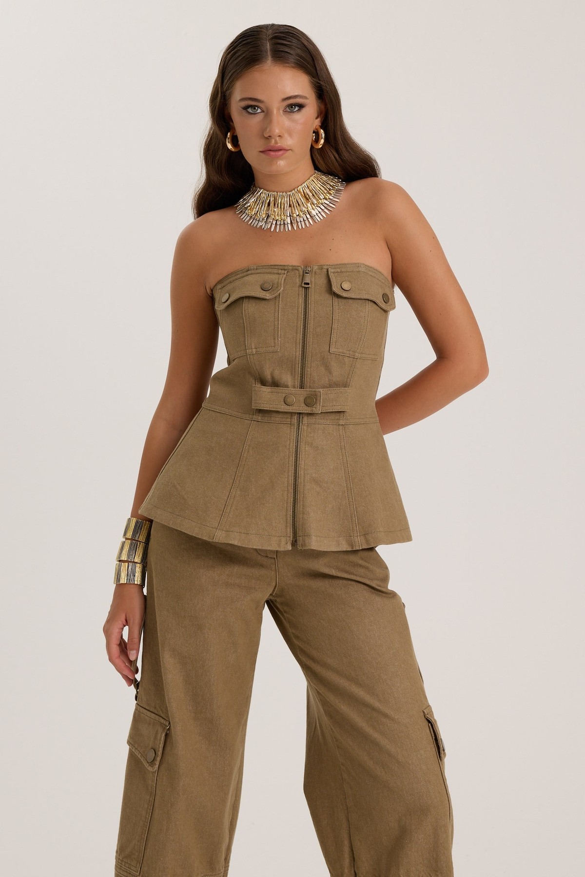 The Force Denim Bustier Tint Mink