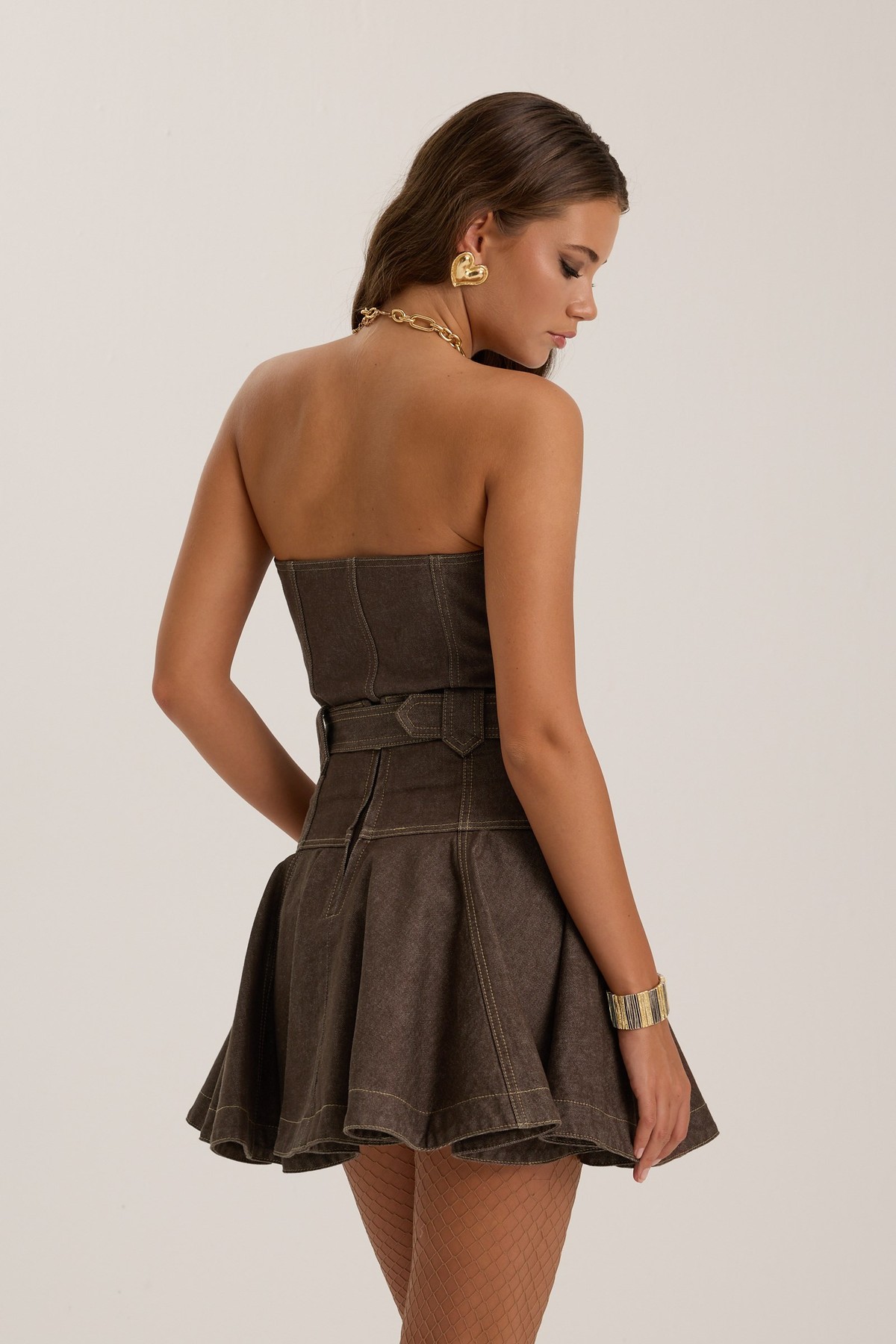The Force Denim Skirt CHOCOLATE