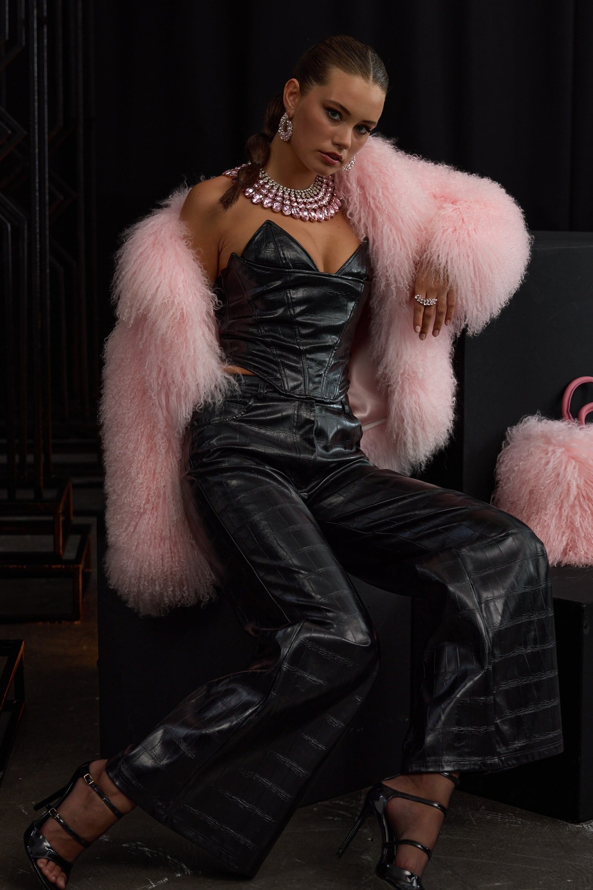 The ICON Croc Corset Bustier Black