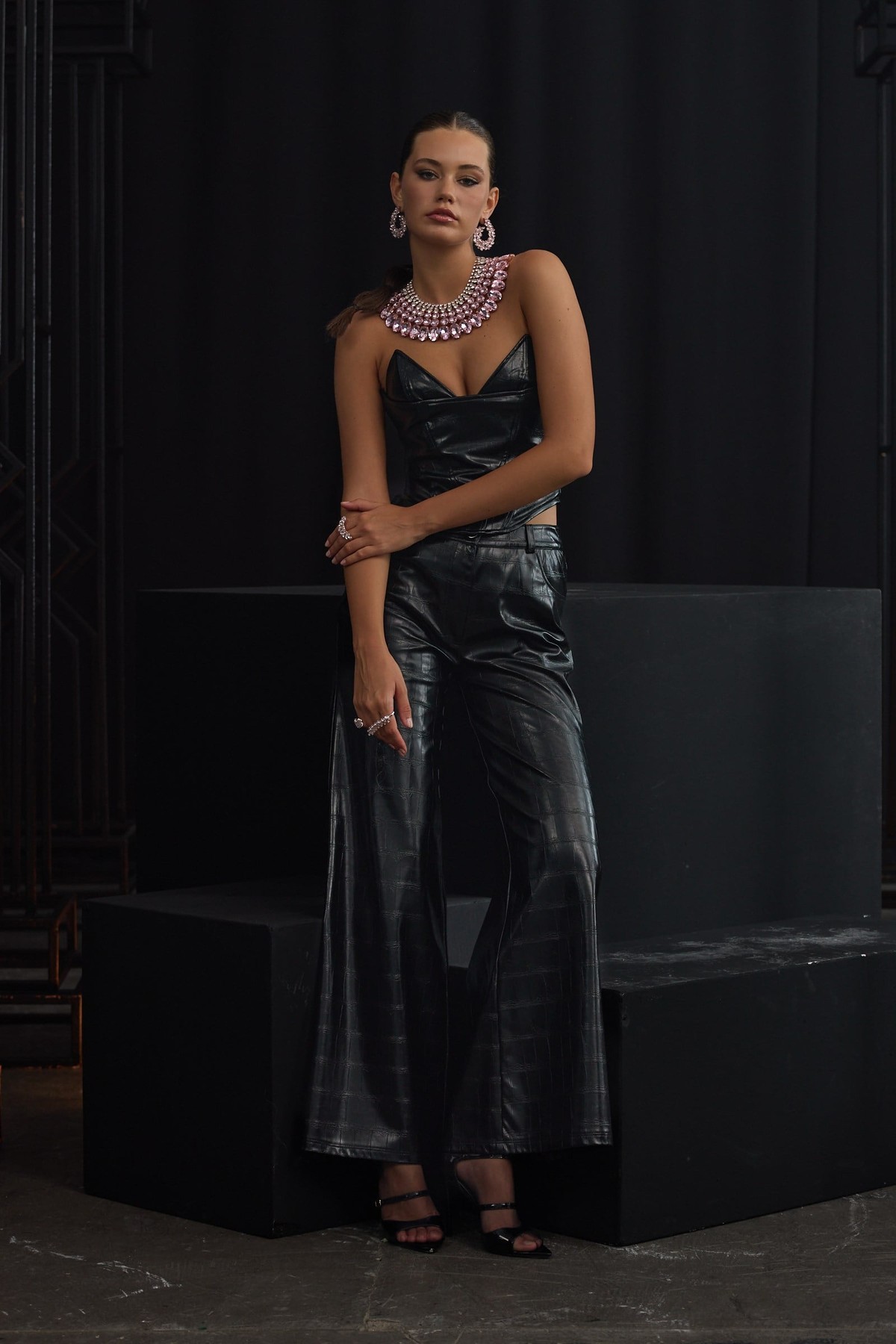 The ICON Croc Corset Bustier Black
