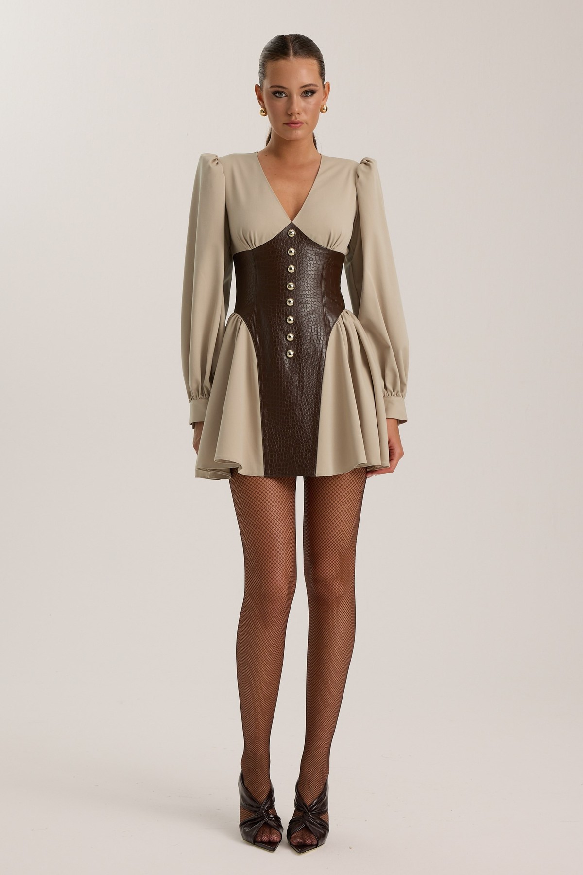 The Iconette Mini Dress Beige