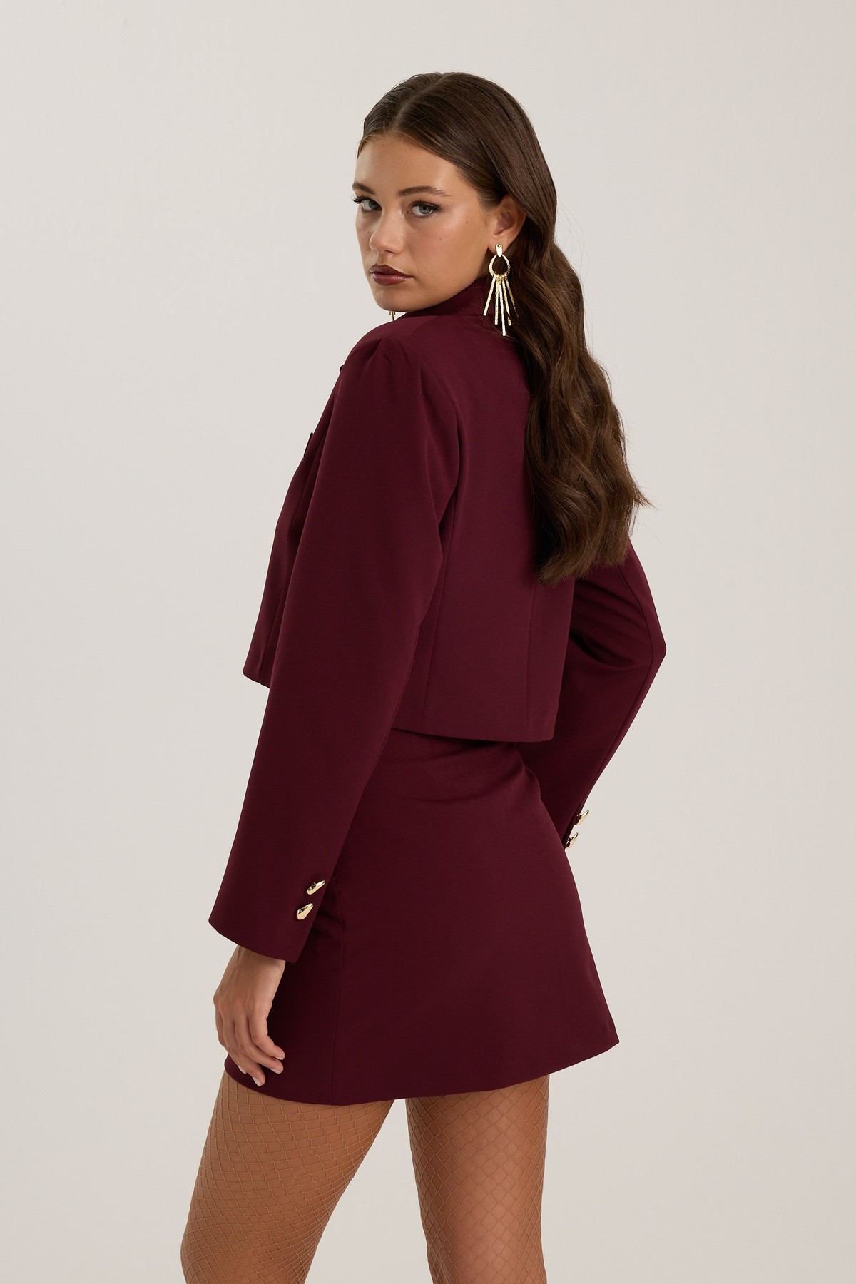The Jewel Belt Mini Skirt Burgundy