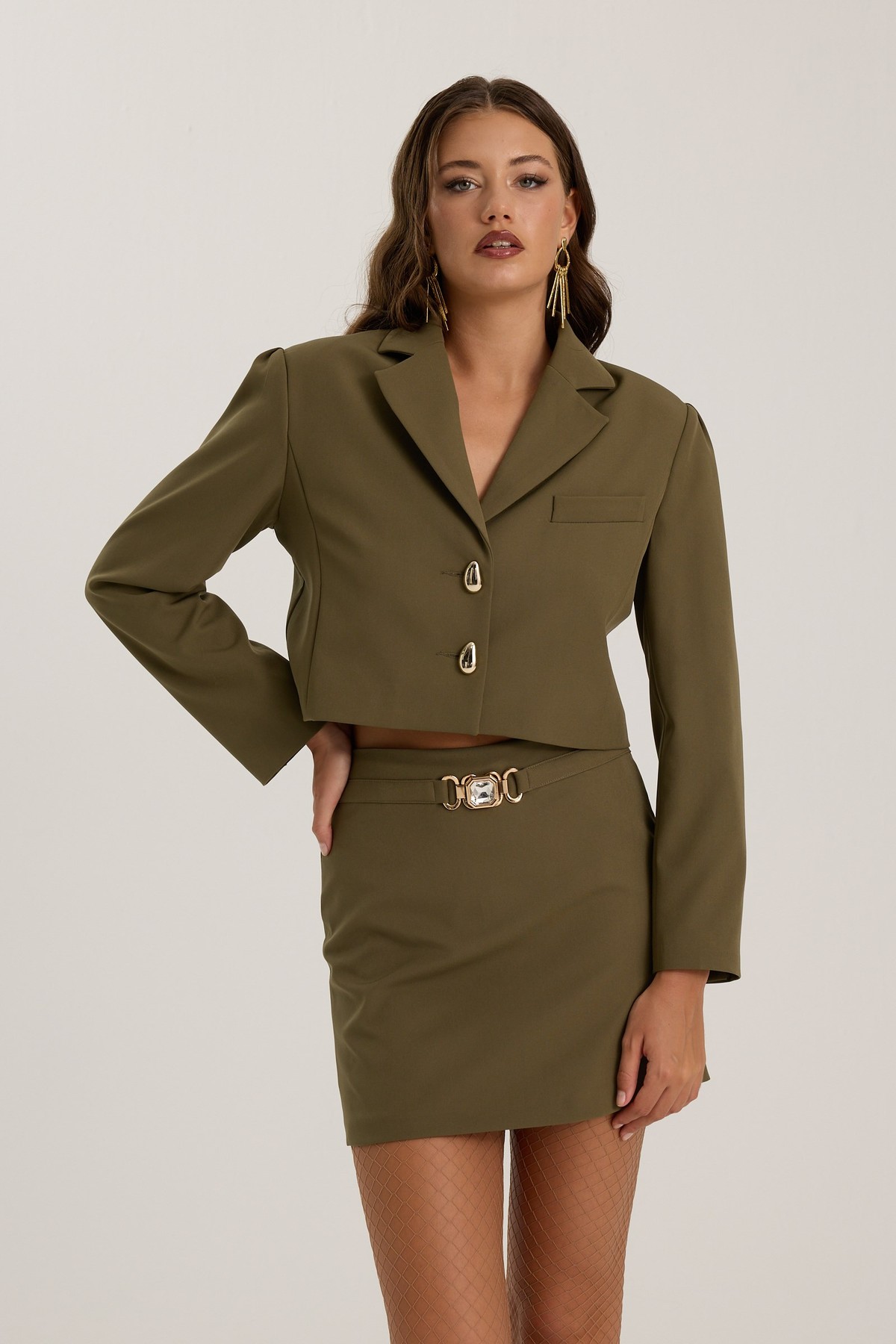 The Jewel Belt Mini Skirt Haki