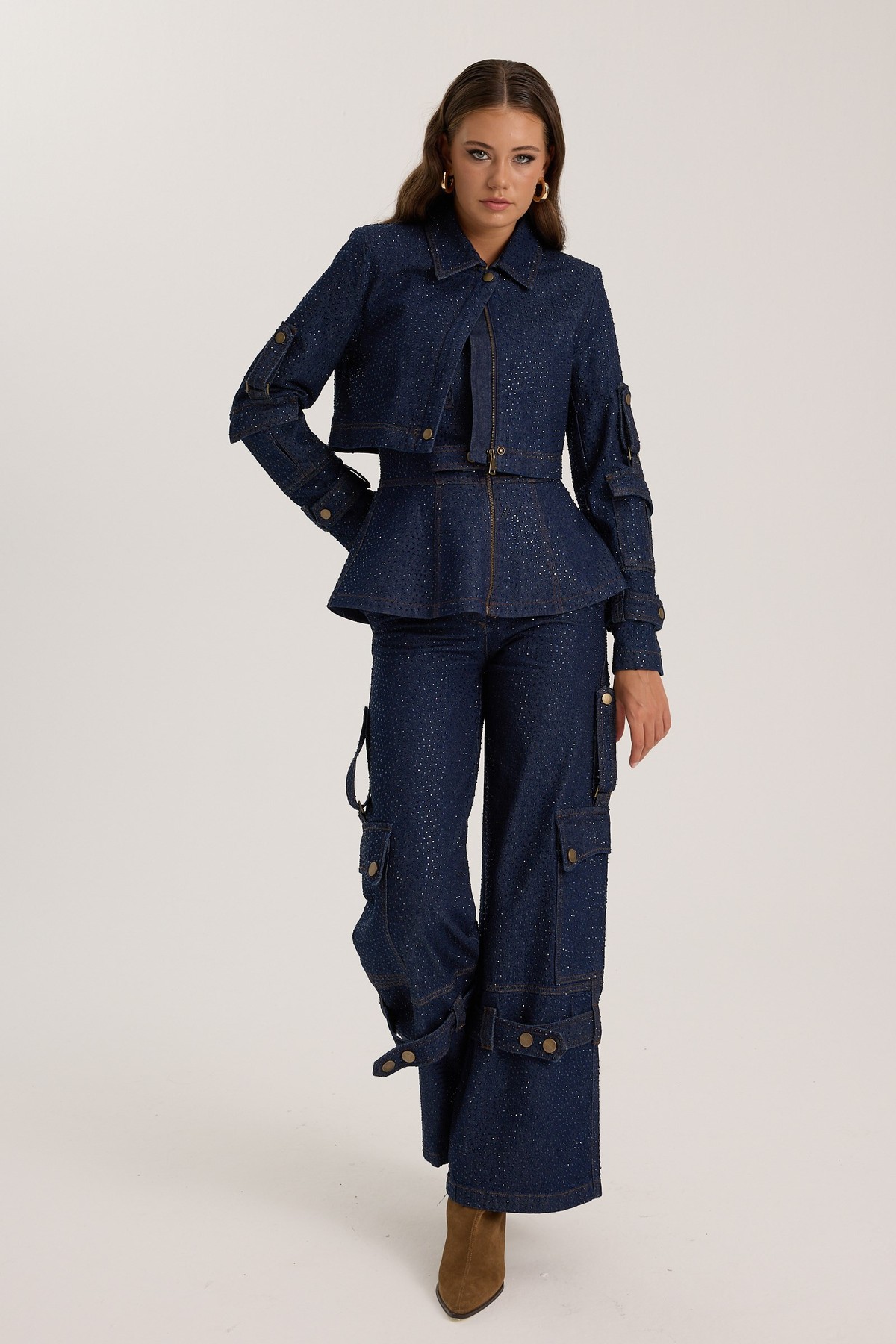 The Rebel Crystal Denim Pant DARK BLUE